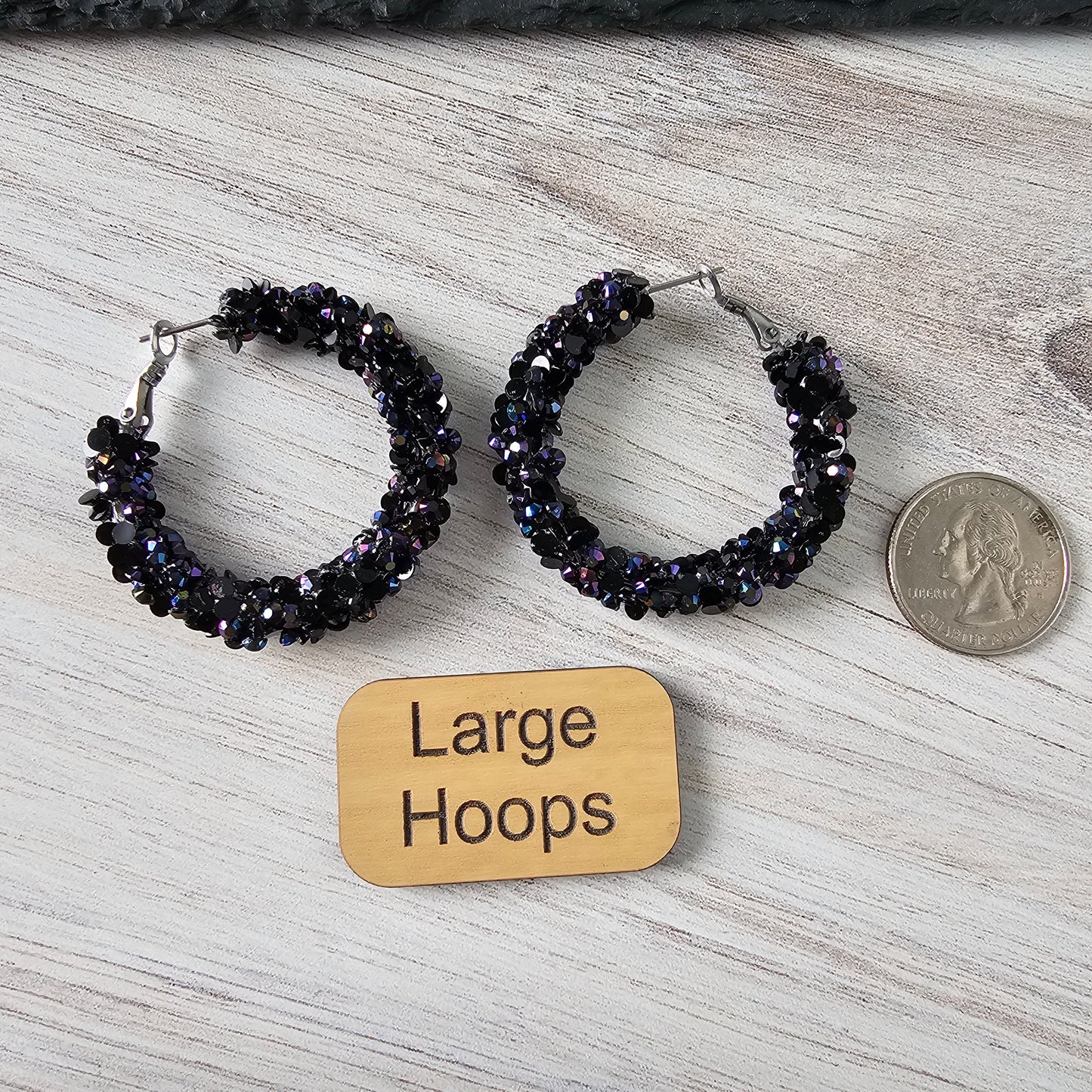 Black Super Chunky Glitter Hoop (2 sizes)