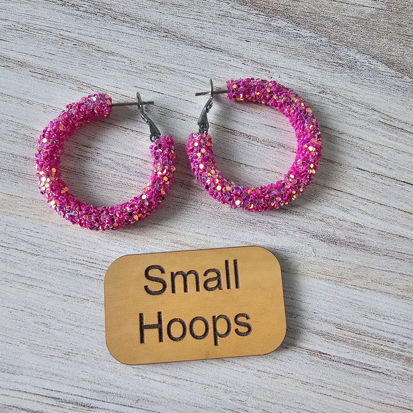 Magenta Glitter Hoops