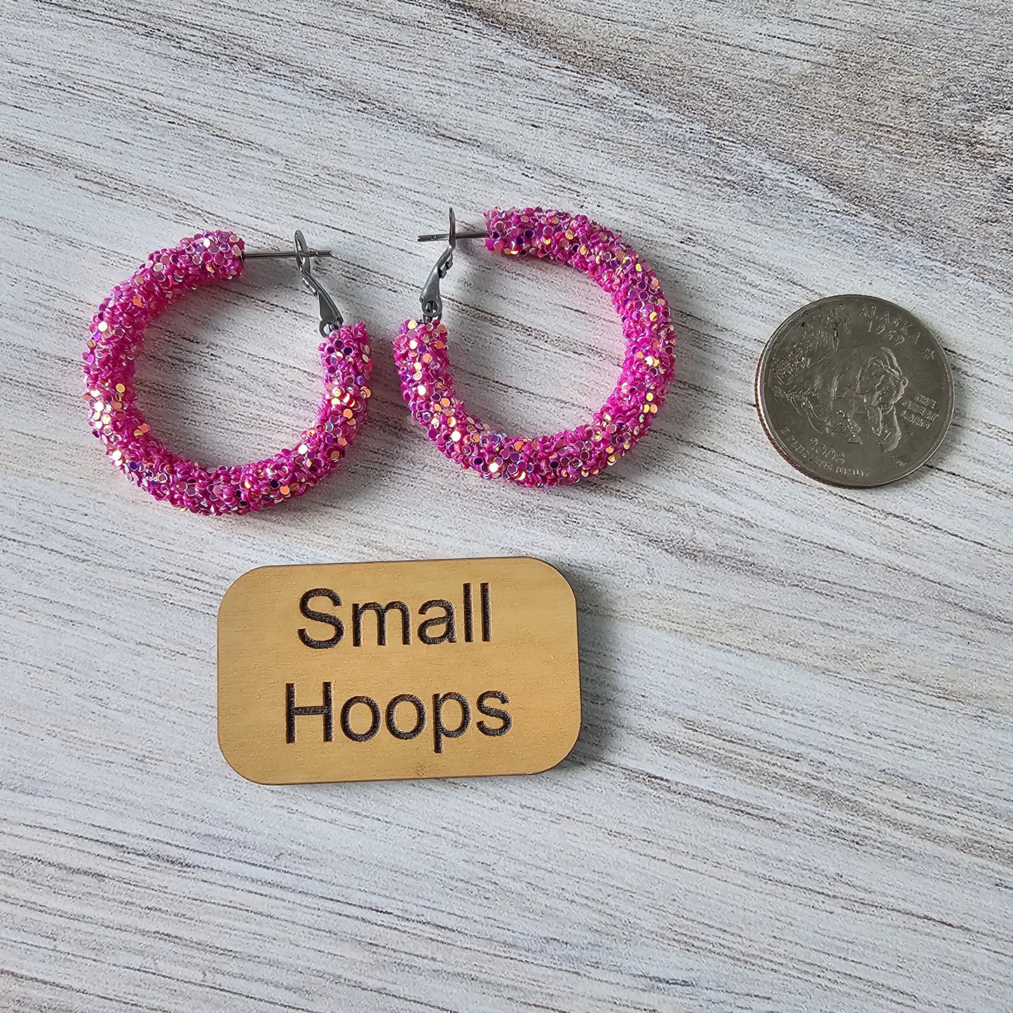 Magenta Glitter Hoops