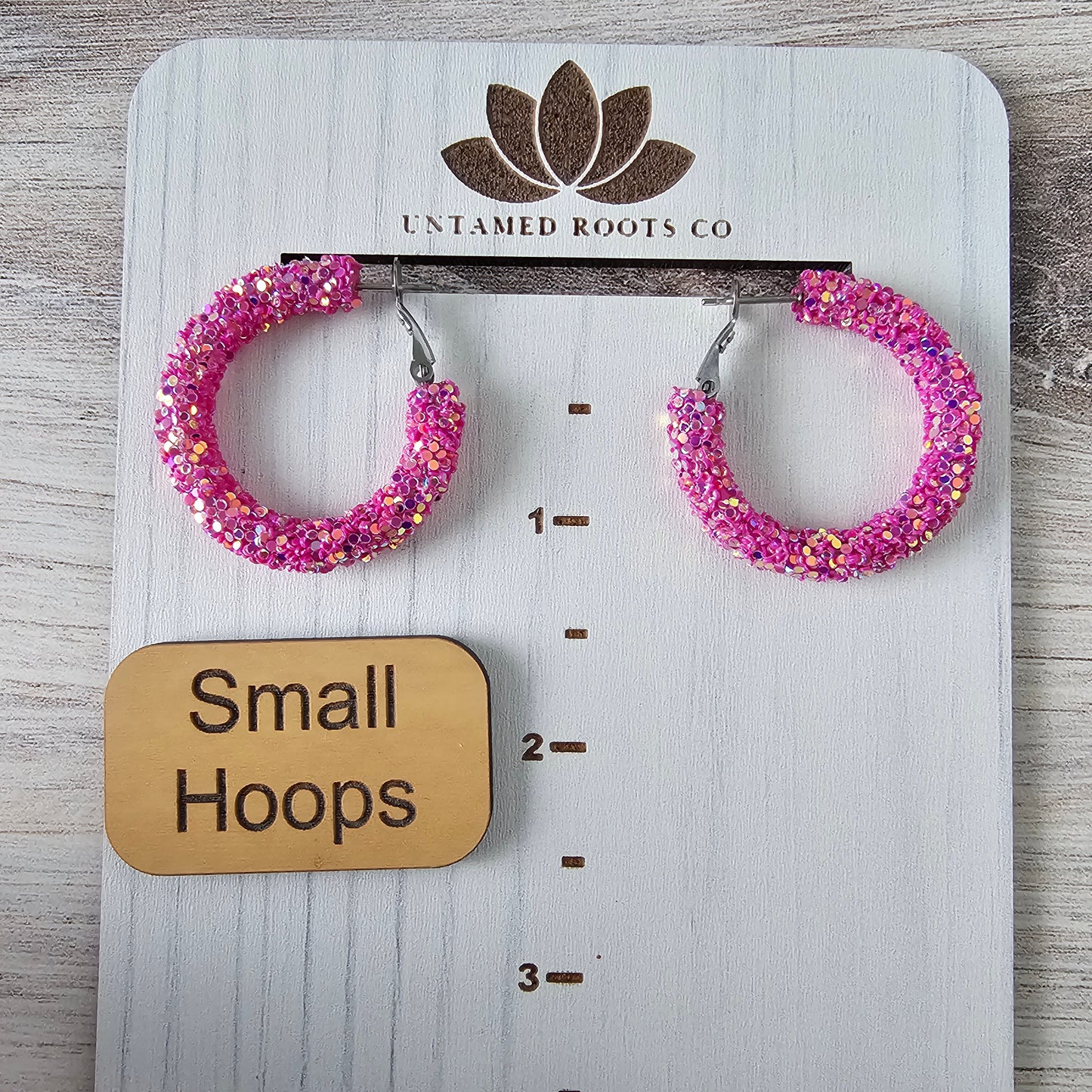 Magenta Glitter Hoops