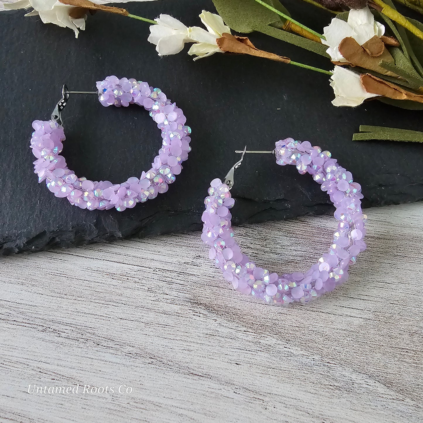 Lavender Super Chunky Glitter Hoops (2 sizes)