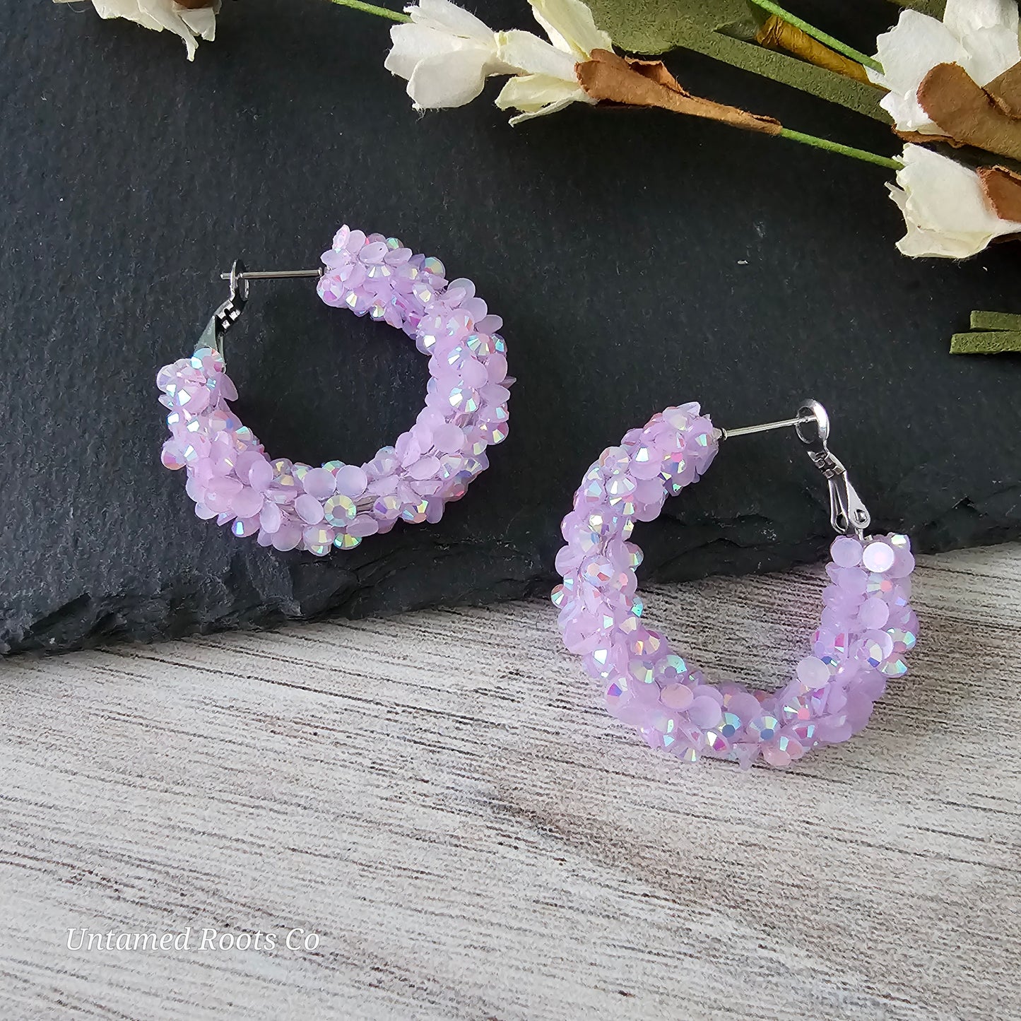 Lavender Super Chunky Glitter Hoops (2 sizes)