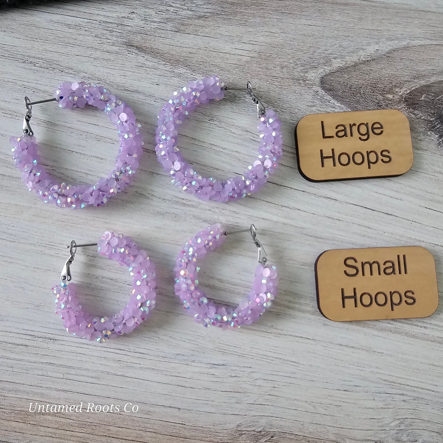 Lavender Super Chunky Glitter Hoops (2 sizes)