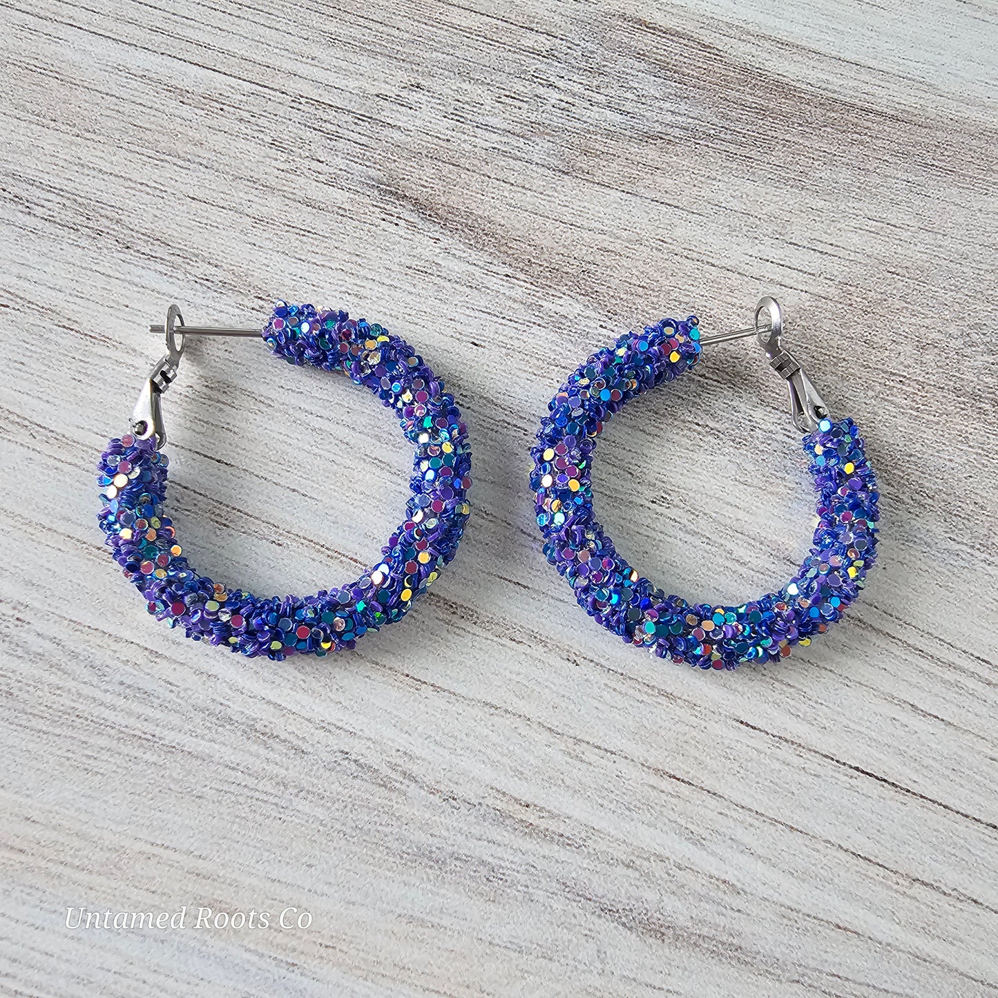 Dark Purple Glitter Hoops