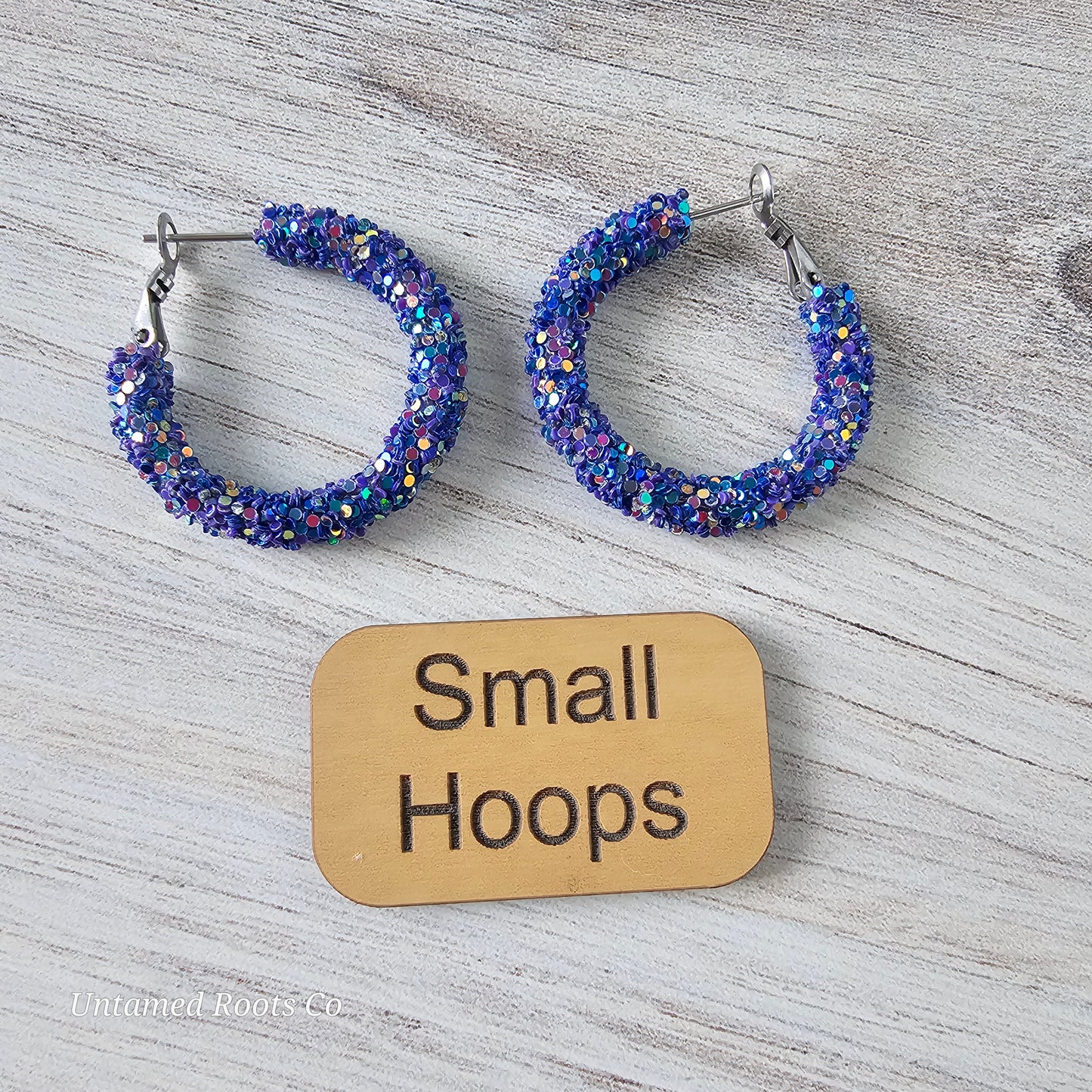 Dark Purple Glitter Hoops