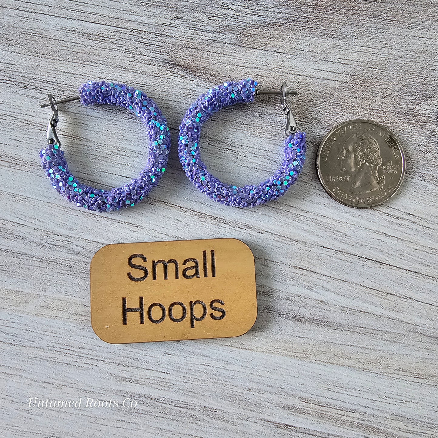 Lavender Purple Glitter Hoops