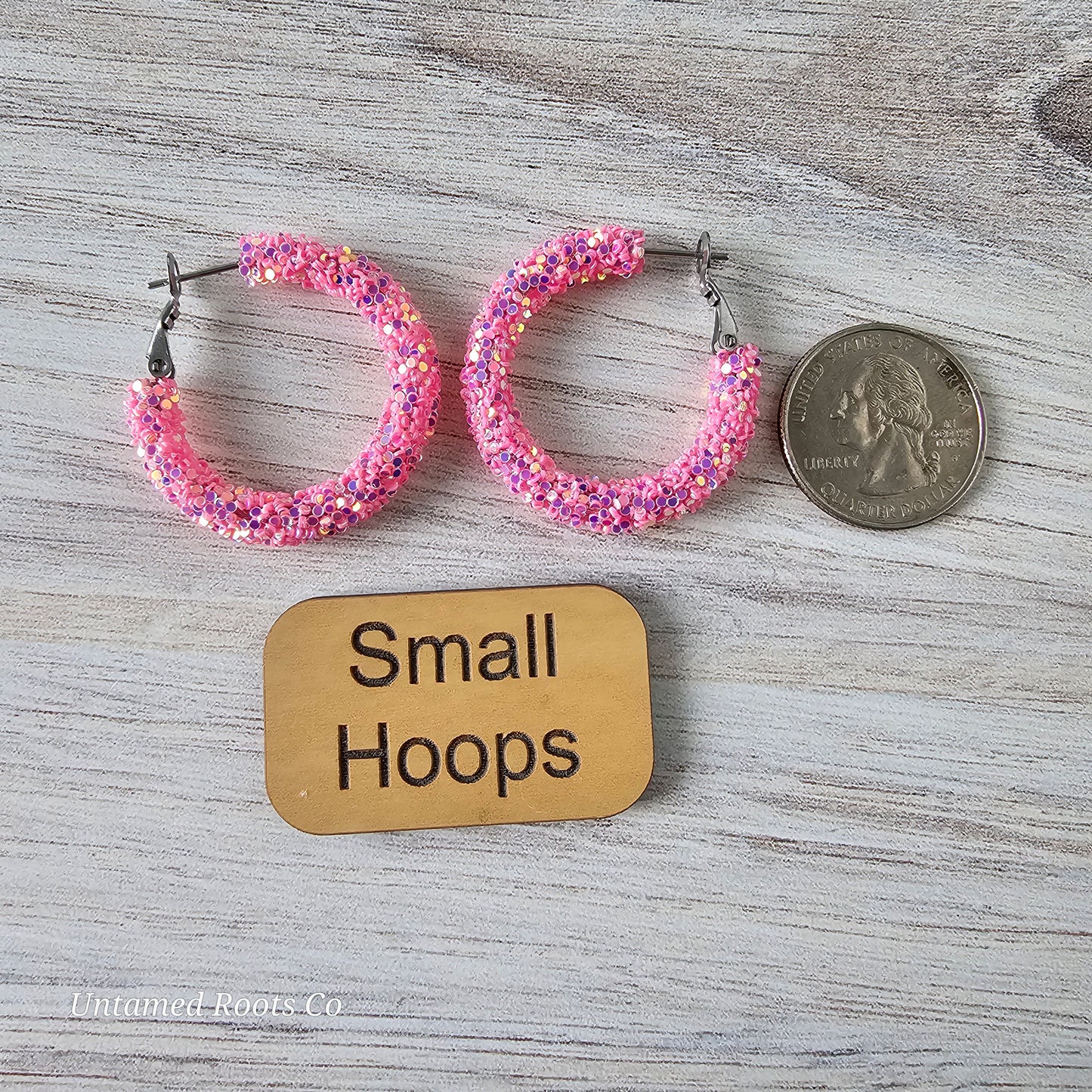 Bubblegum Pink Glitter Hoops