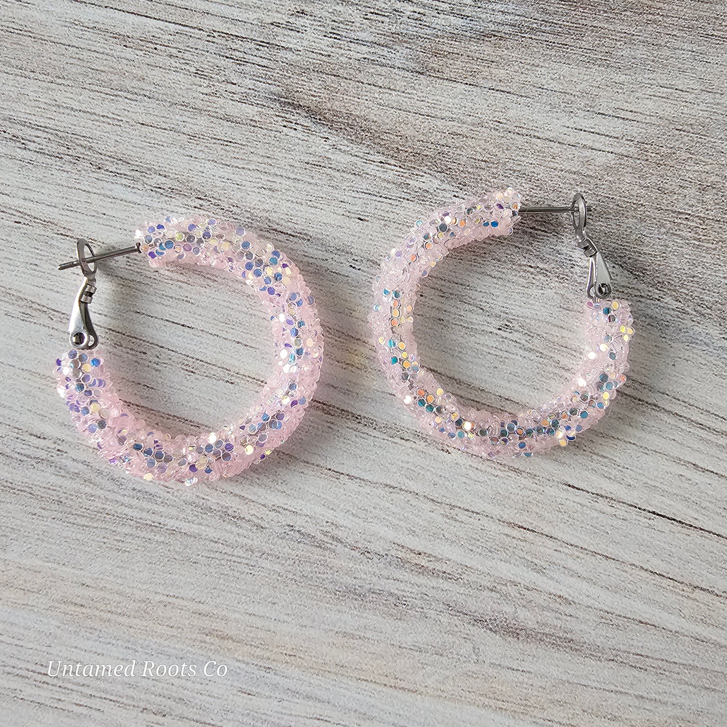 Jelly Pink Glitter Hoops
