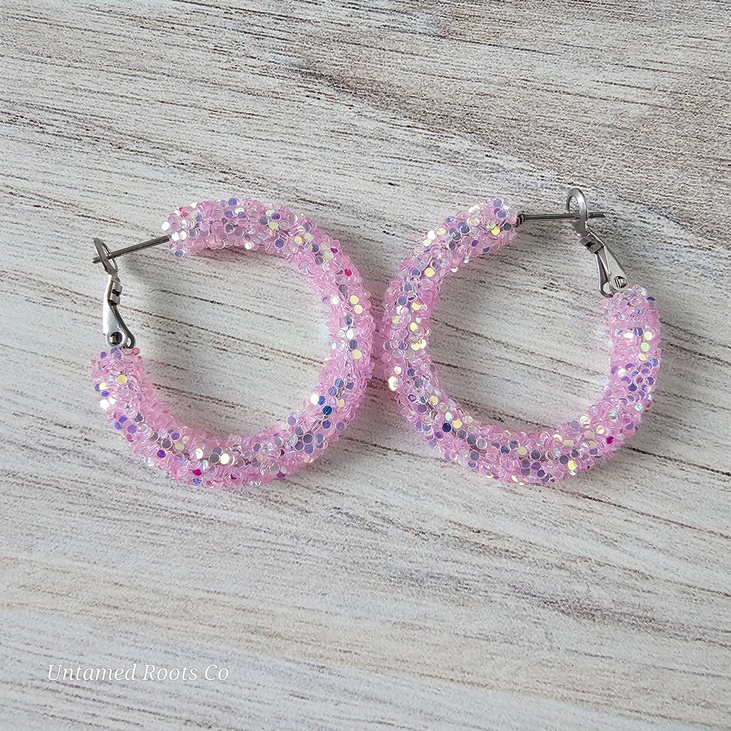 Jelly Purple Glitter Hoops