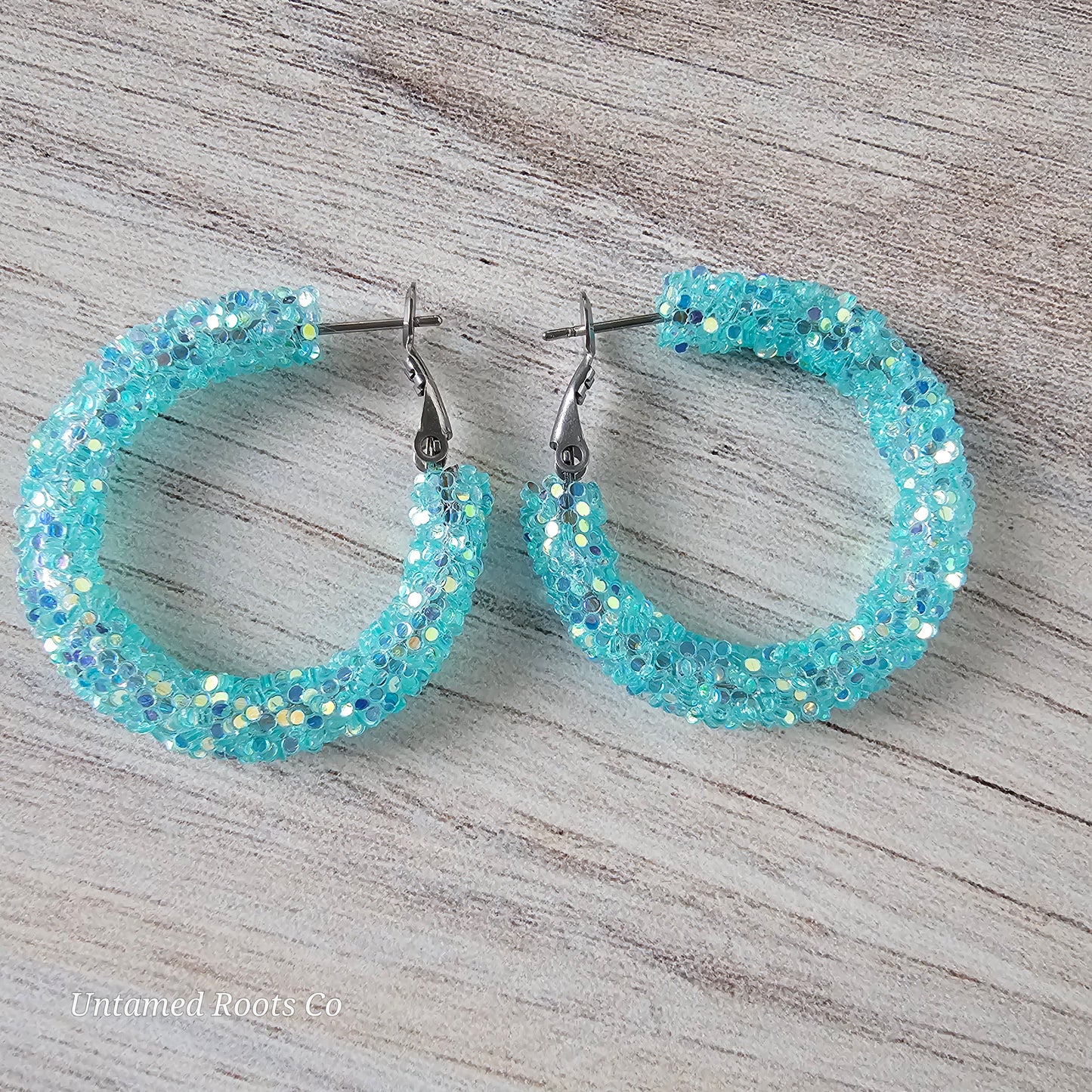 Jelly Blue Glitter Hoops