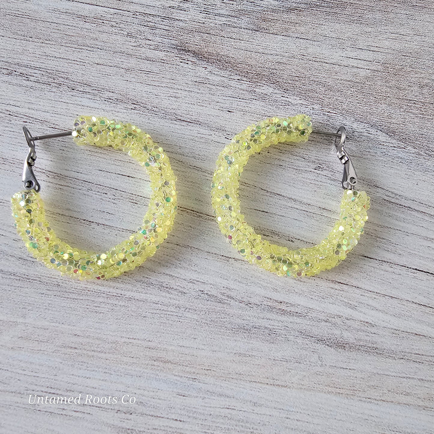 Jelly Yellow Glitter Hoops