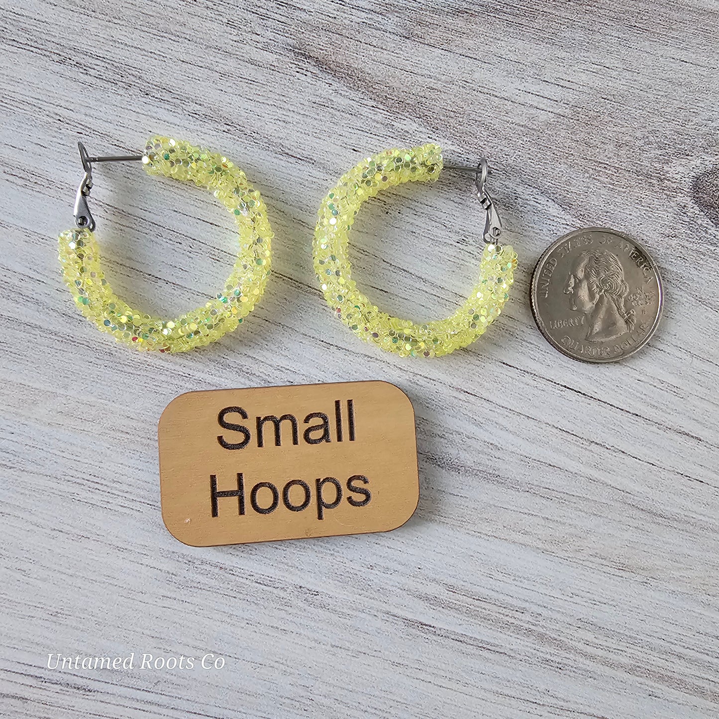 Jelly Yellow Glitter Hoops