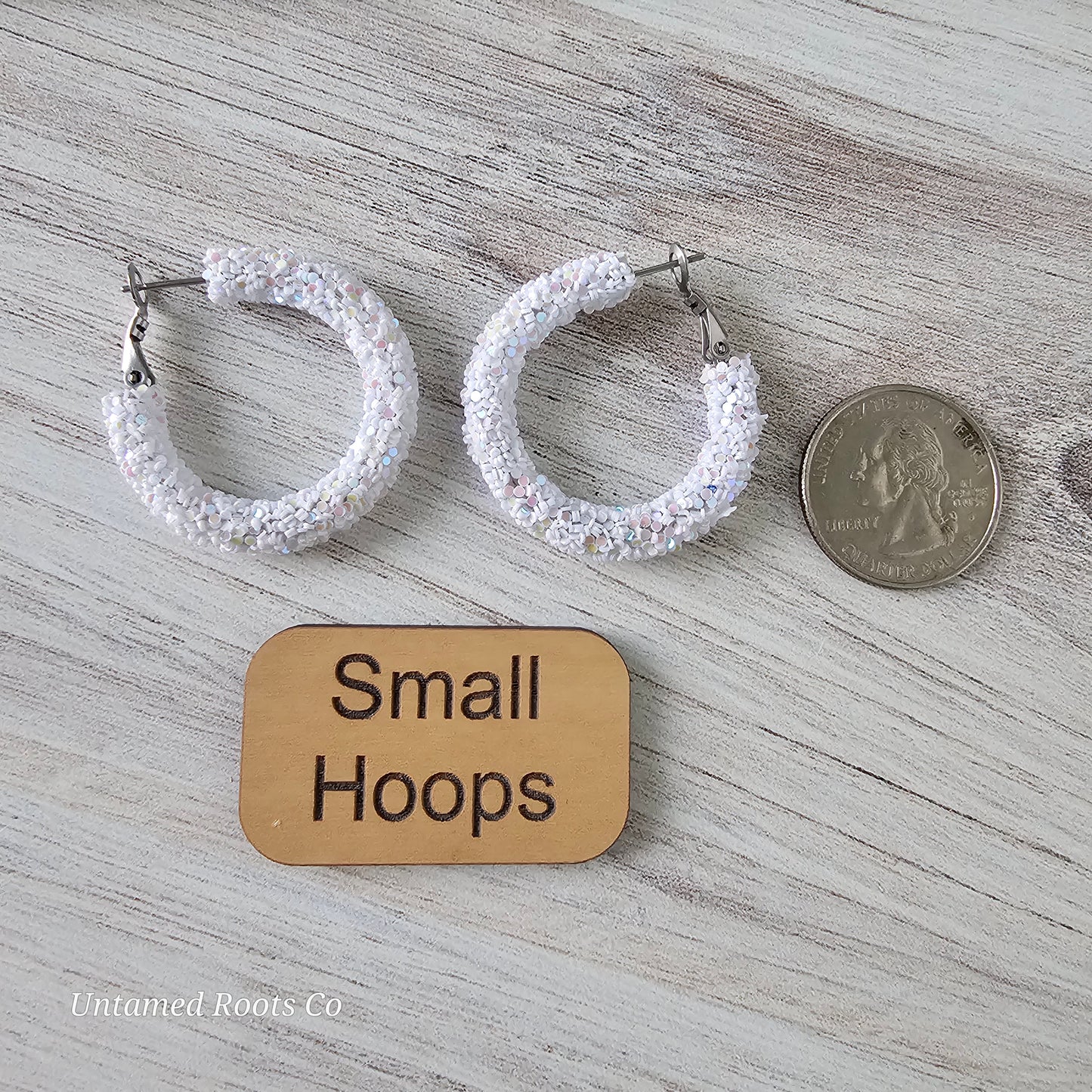White Glitter Hoops