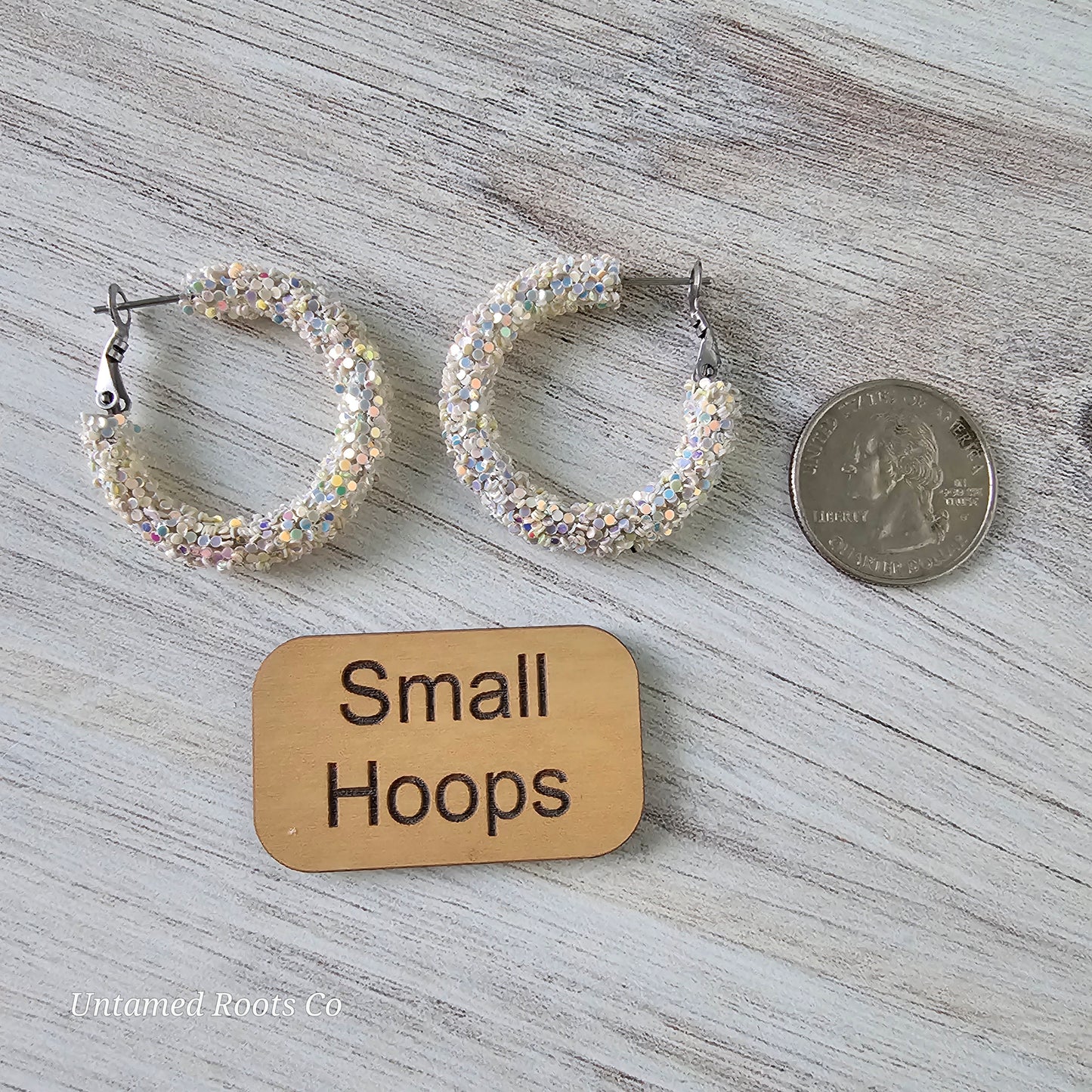 Cream Glitter Hoops