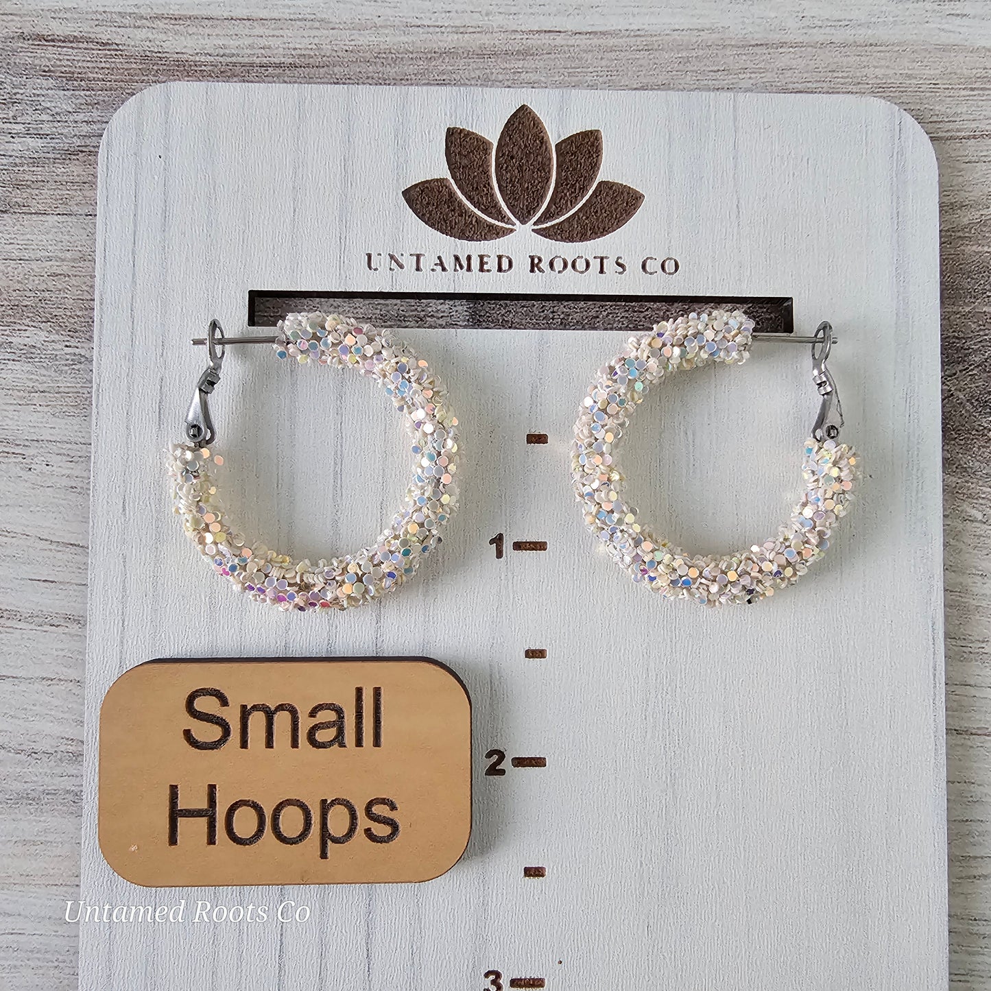 Cream Glitter Hoops