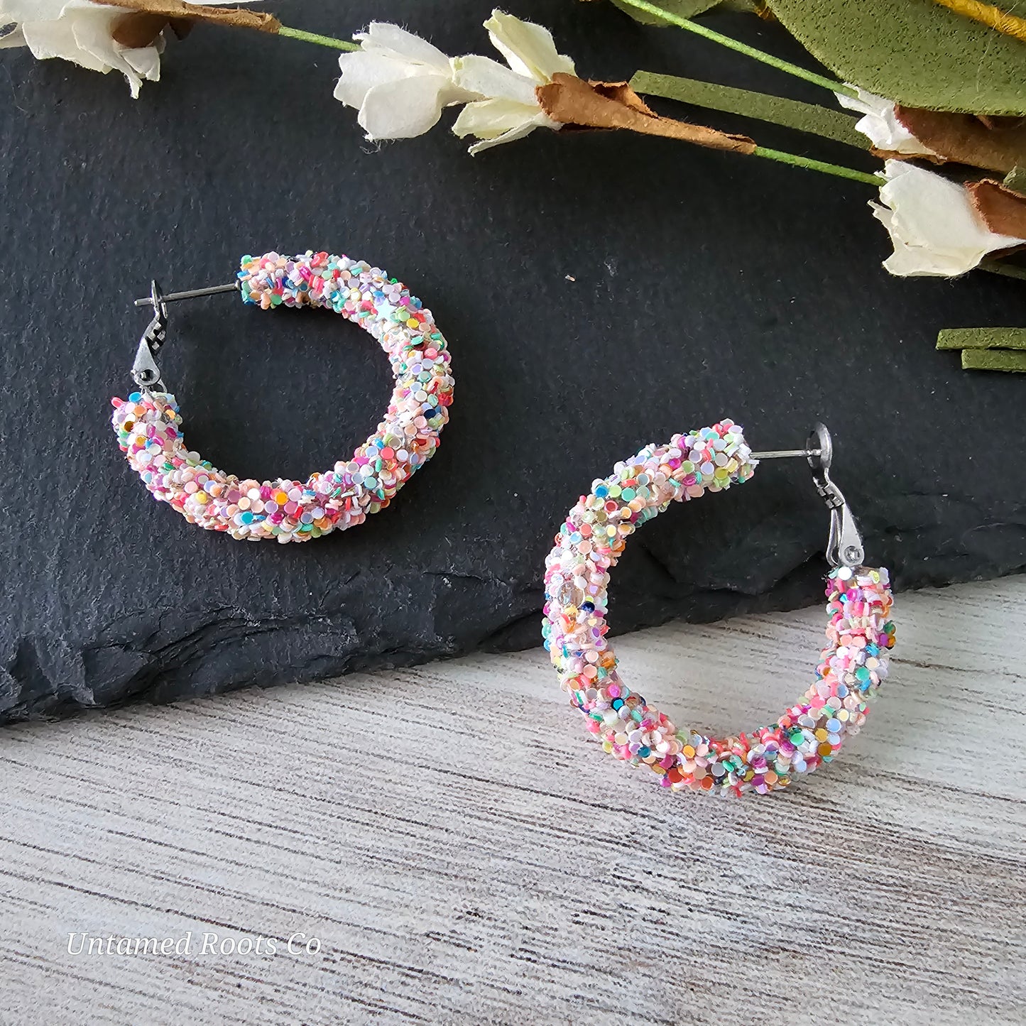 Confetti Cake Glitter Hoops