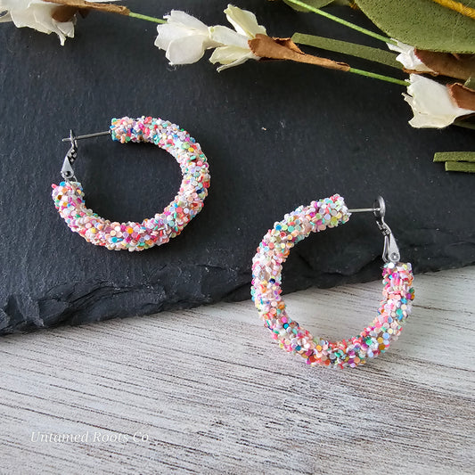 Confetti Cake Glitter Hoops