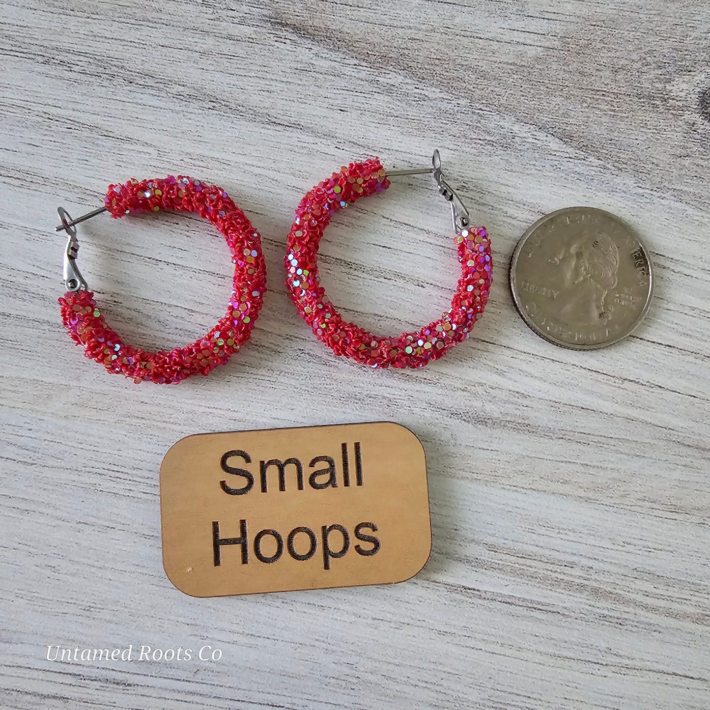 Red Glitter Hoops