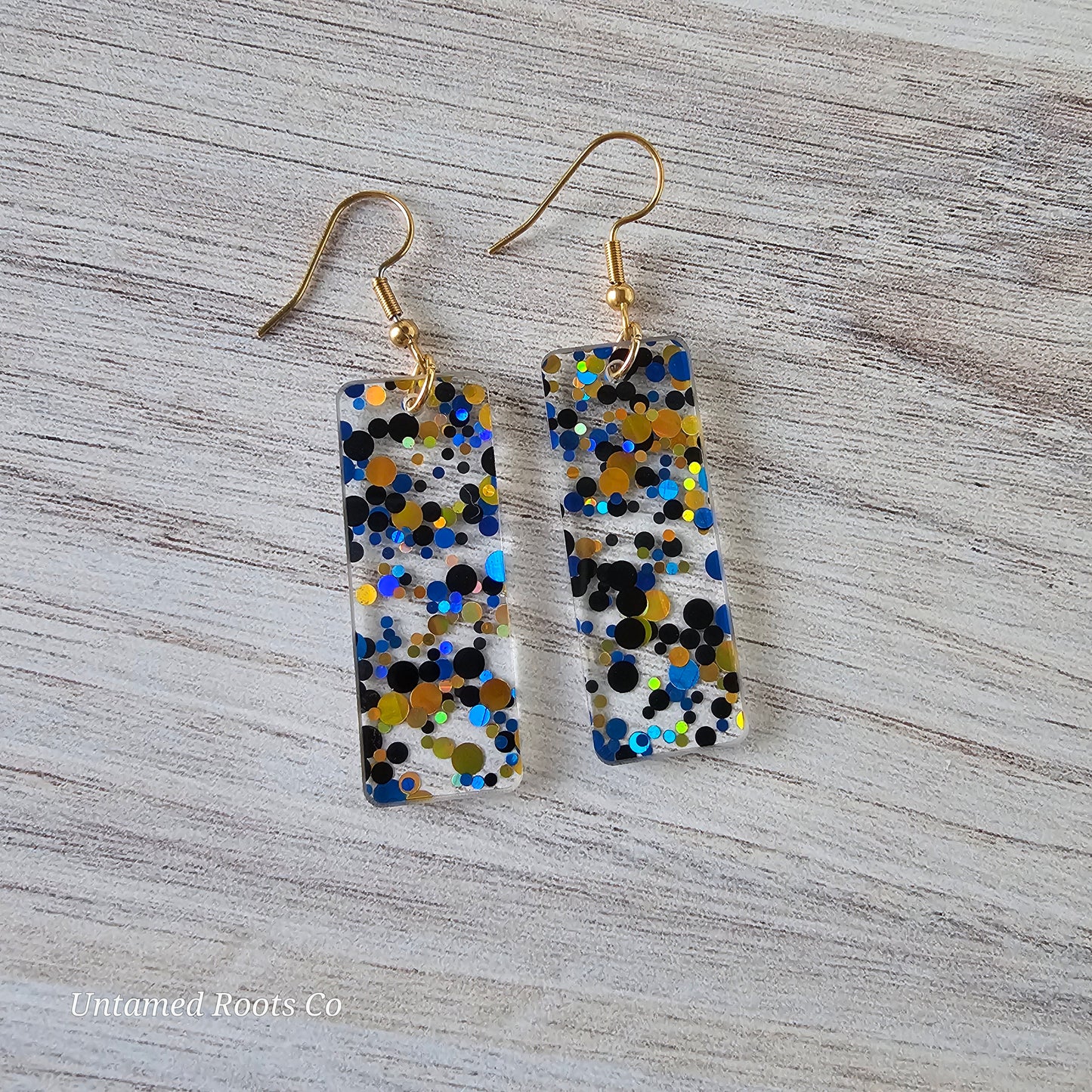 Blue & Gold Polka Dot Earrings (8 styles)