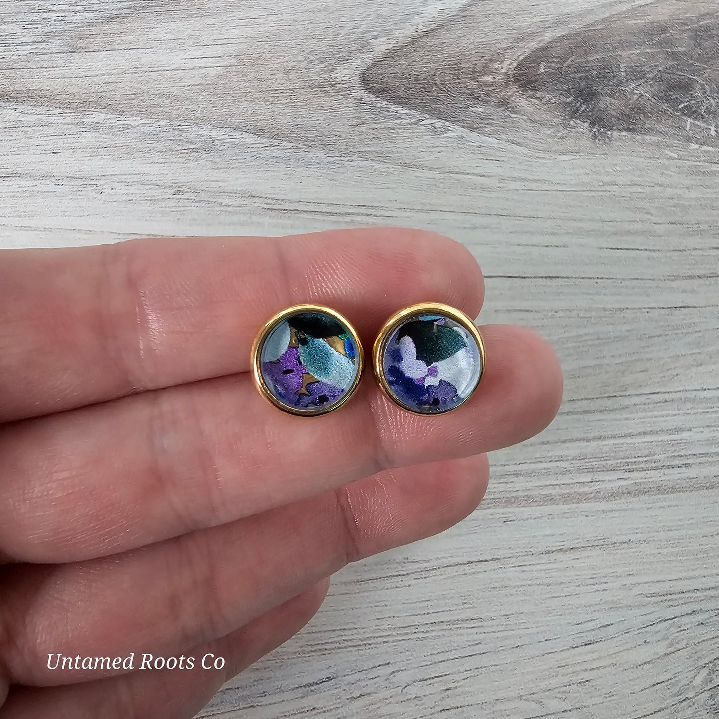 Blueberry Floral Stud Earrings