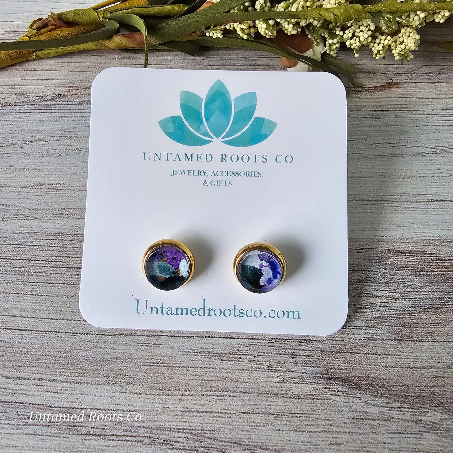 Blueberry Floral Stud Earrings