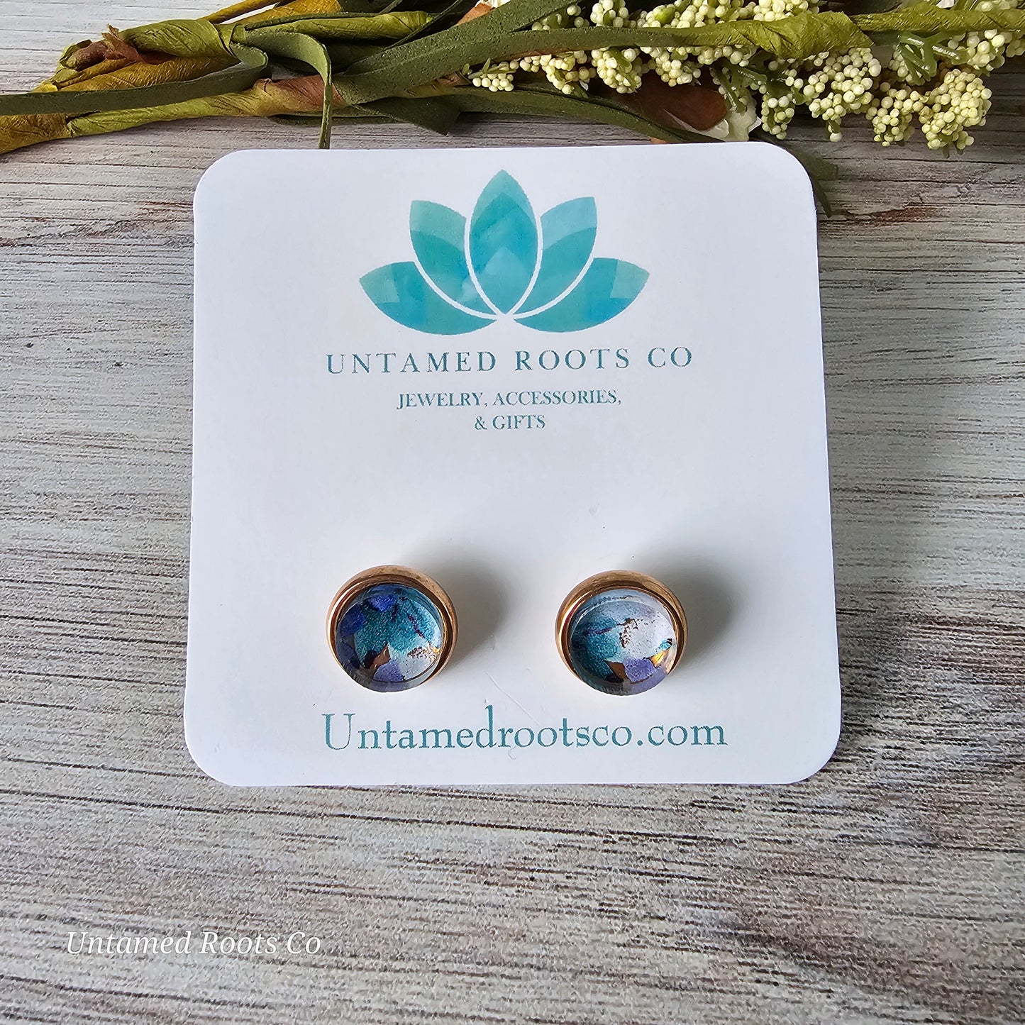 Blueberry Floral Stud Earrings