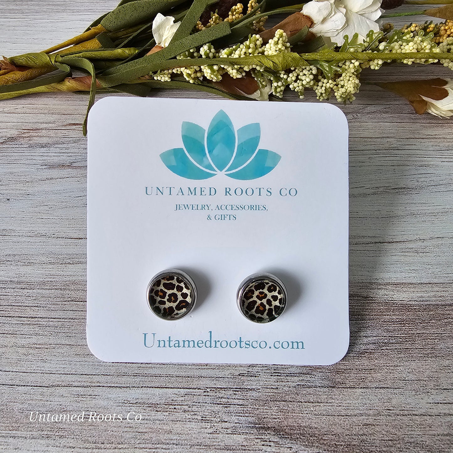 Leopard Print Stud Earrings