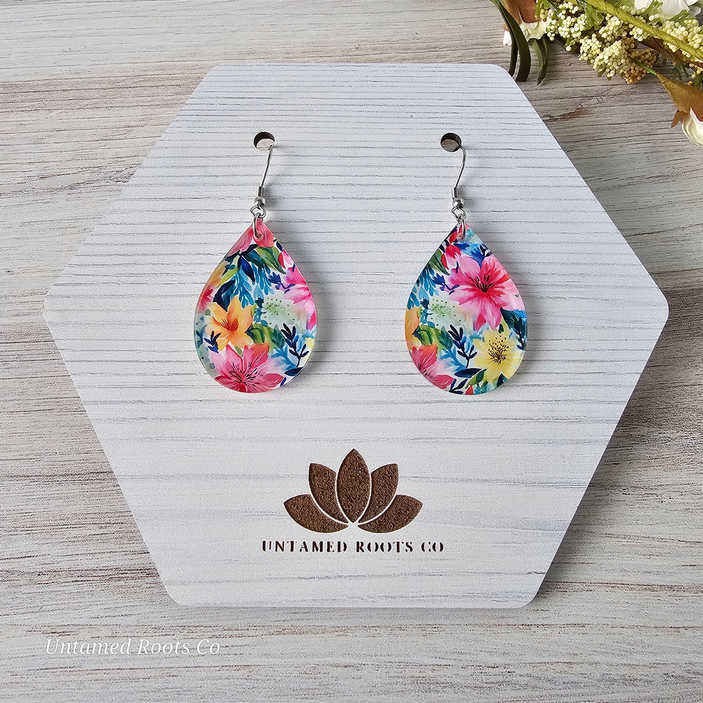 Watercolor Lily Print Earrings (8 styles)