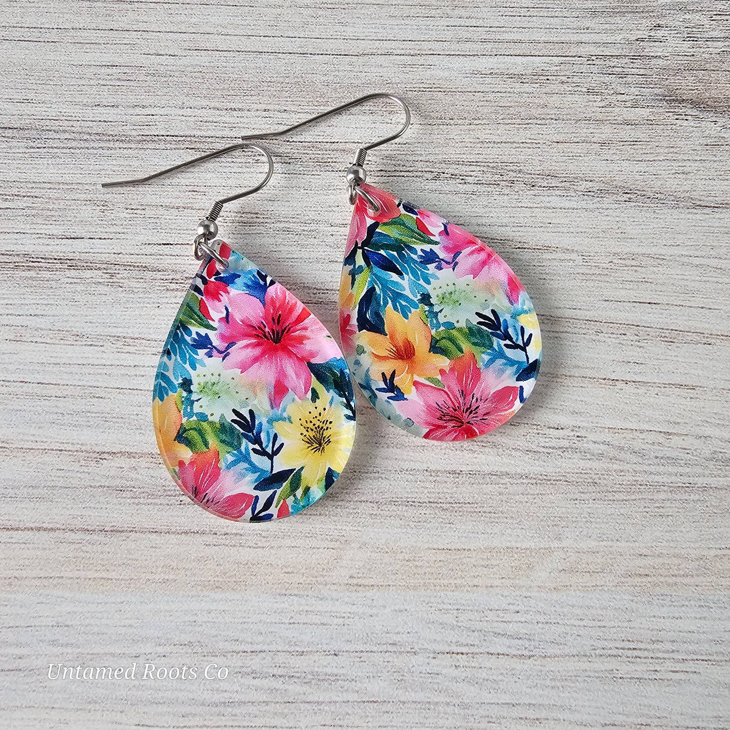 Watercolor Lily Print Earrings (8 styles)