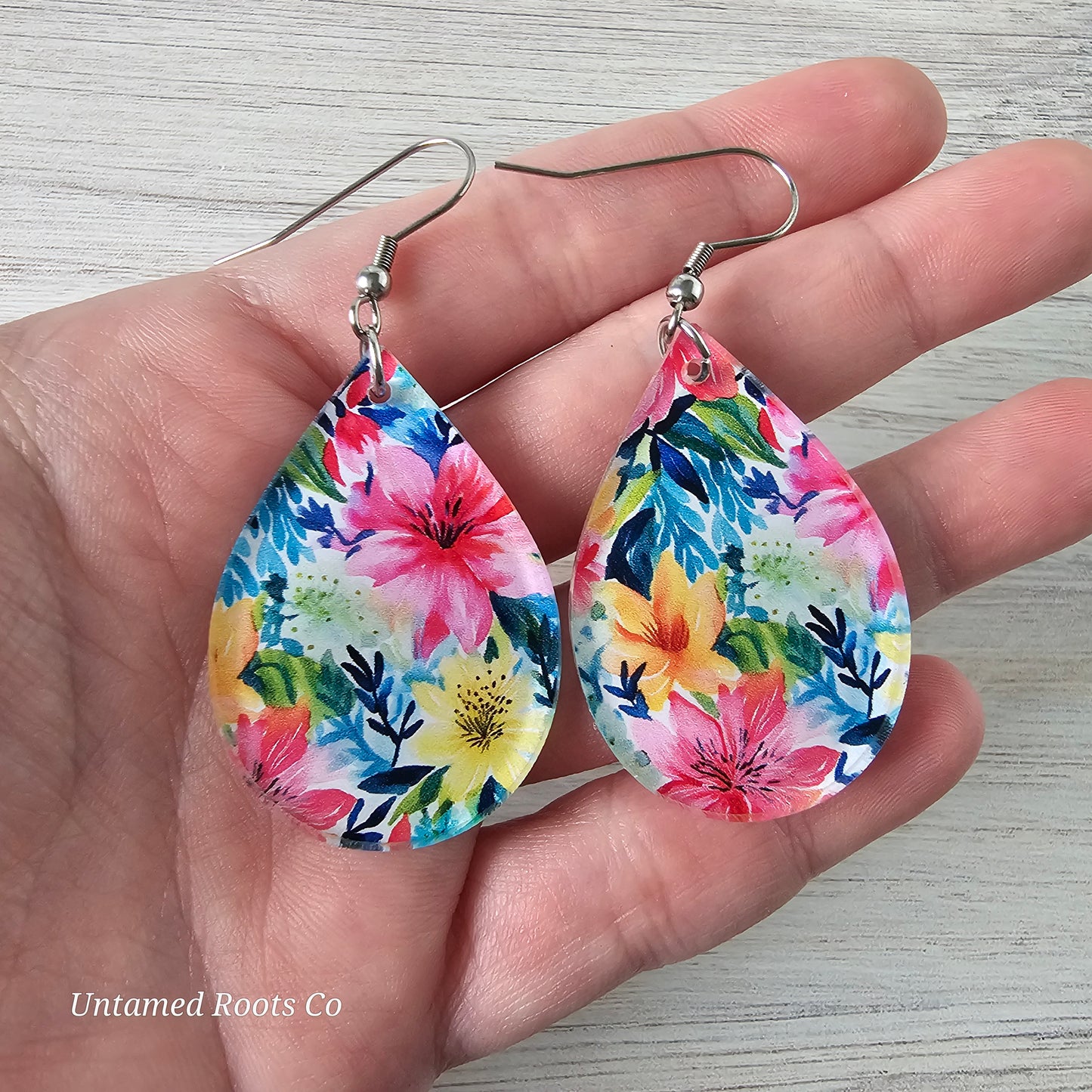 Watercolor Lily Print Earrings (8 styles)