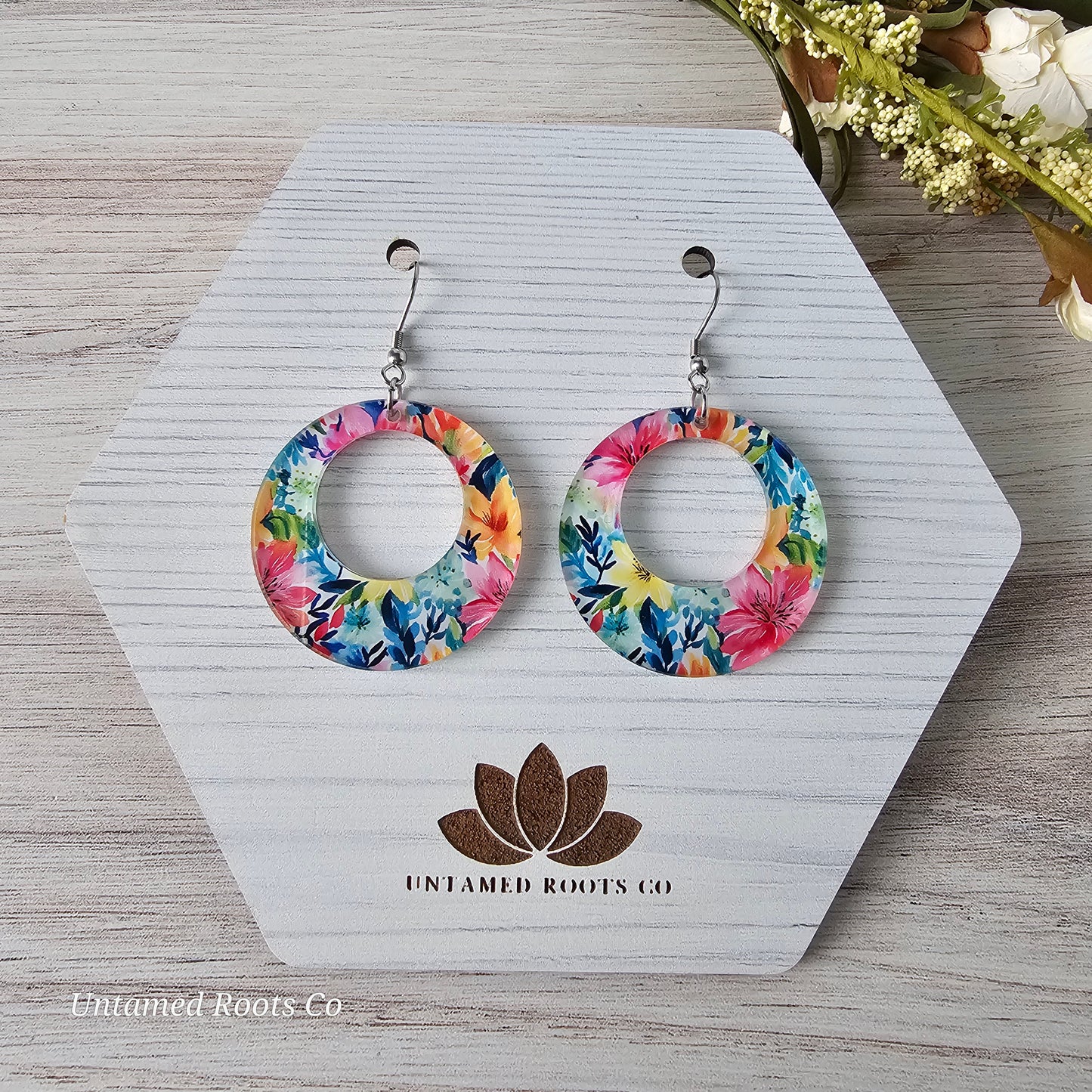 Watercolor Lily Print Earrings (8 styles)
