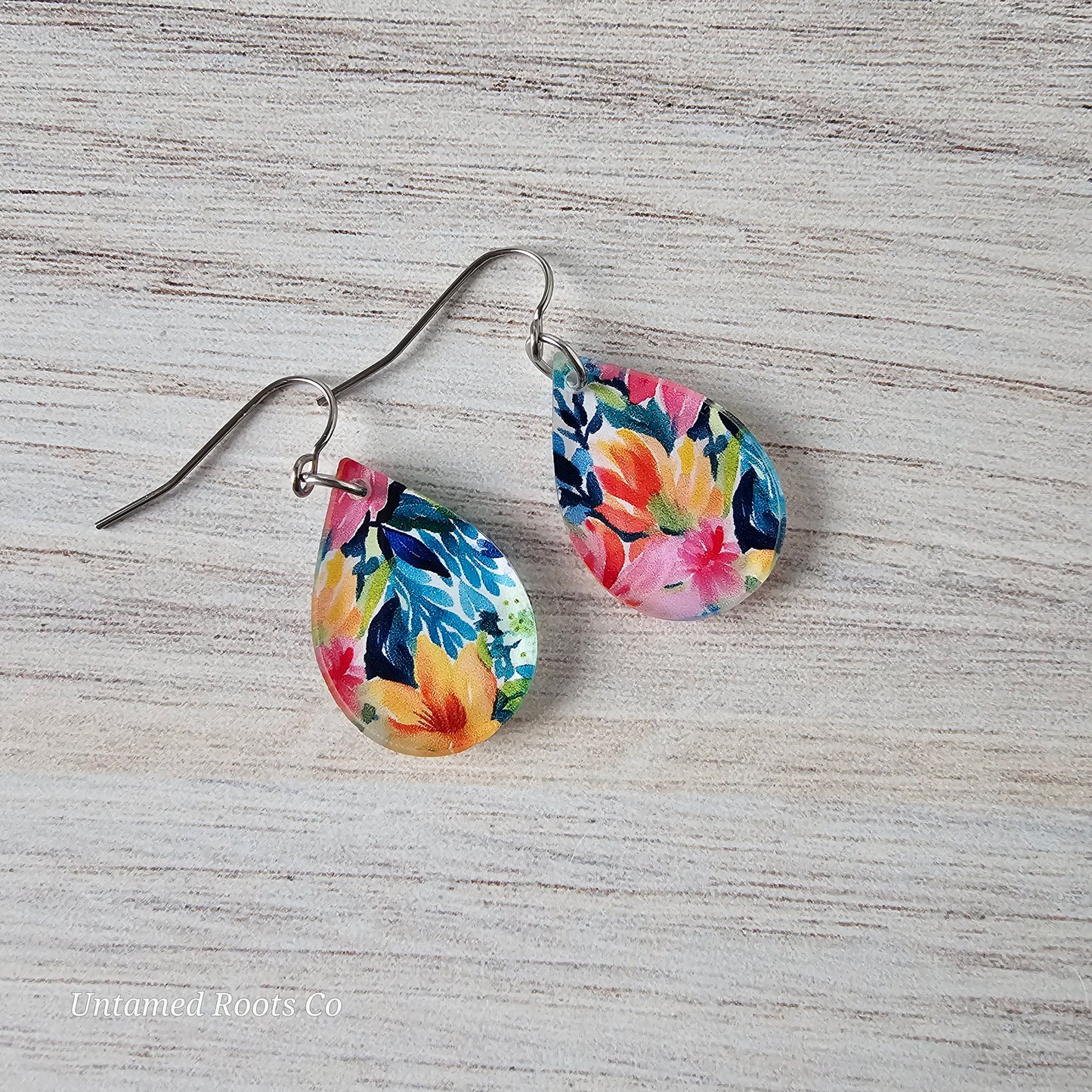Watercolor Lily Print Earrings (8 styles)