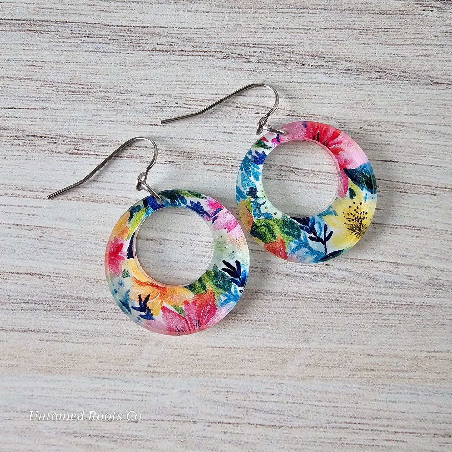 Watercolor Lily Print Earrings (8 styles)