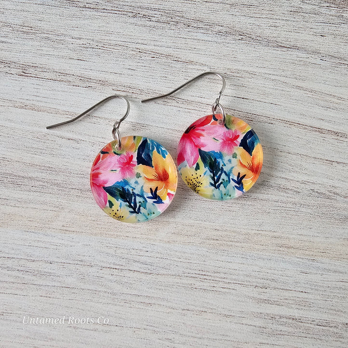 Watercolor Lily Print Earrings (8 styles)
