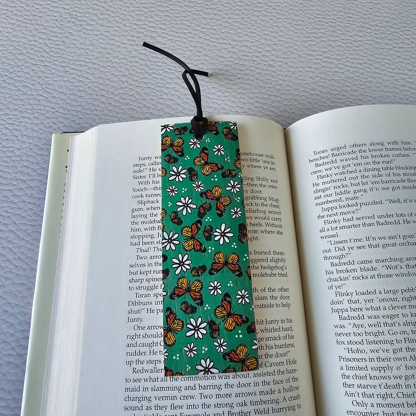 Butterflies & Daisies Leather Bookmark