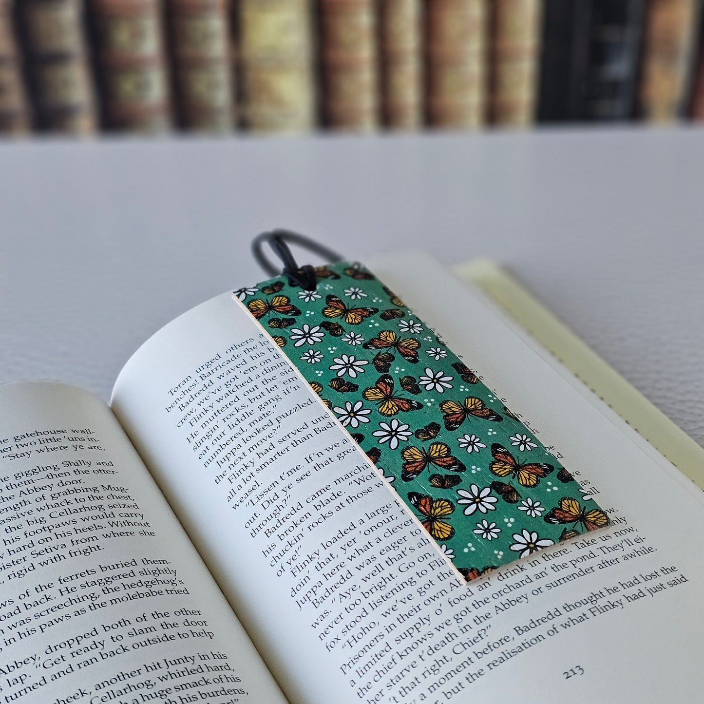 Butterflies & Daisies Leather Bookmark
