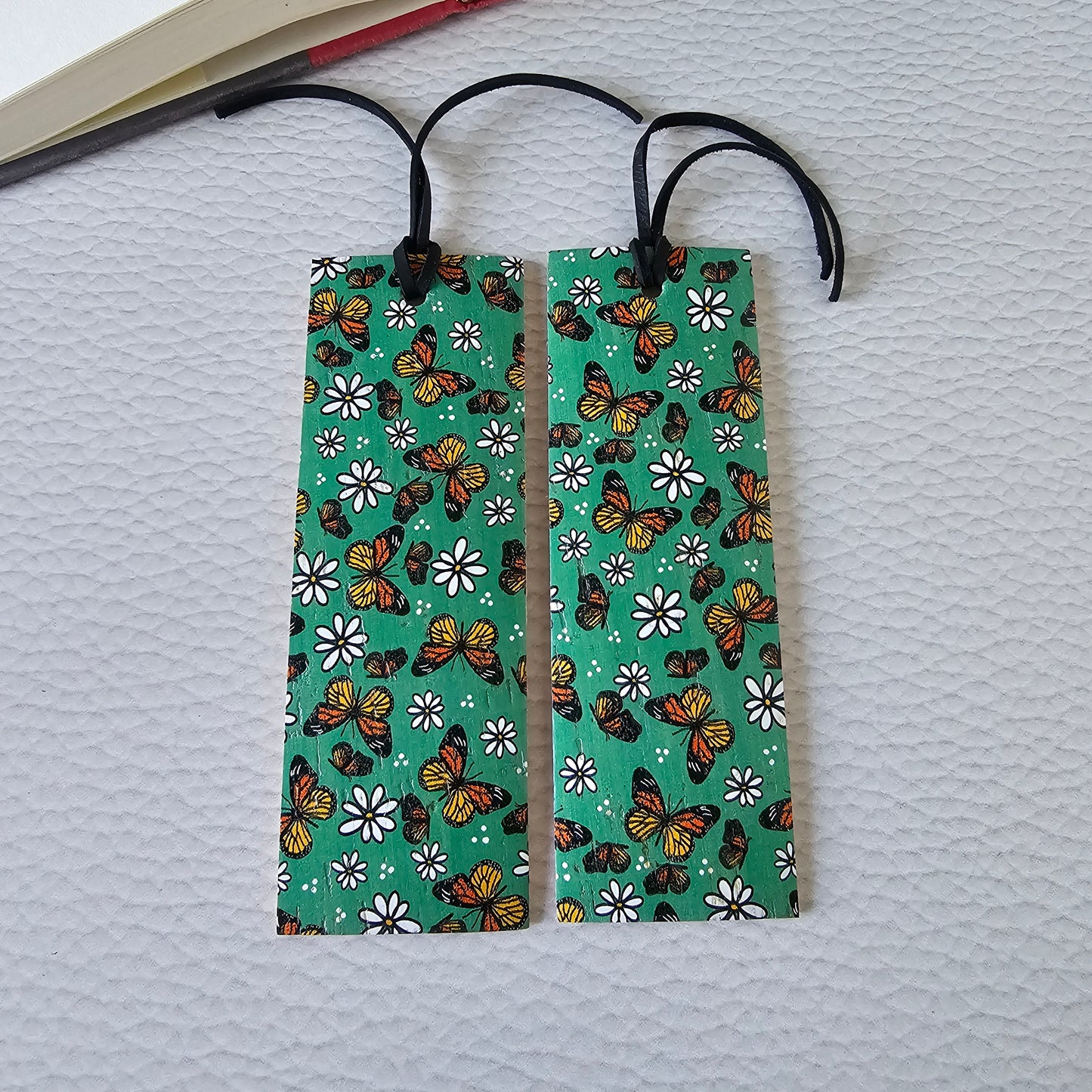 Butterflies & Daisies Leather Bookmark