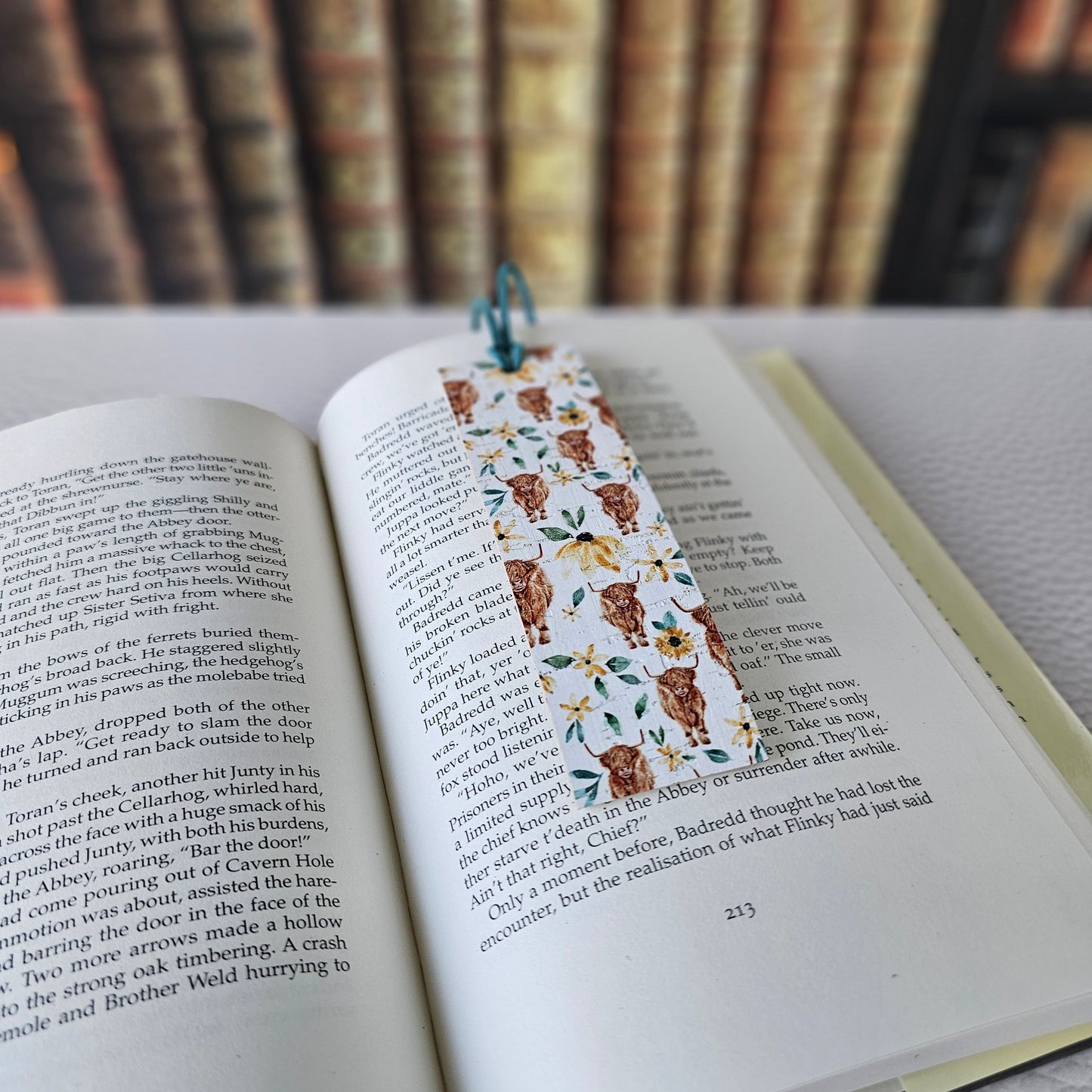 Highland Cow Leather Bookmark