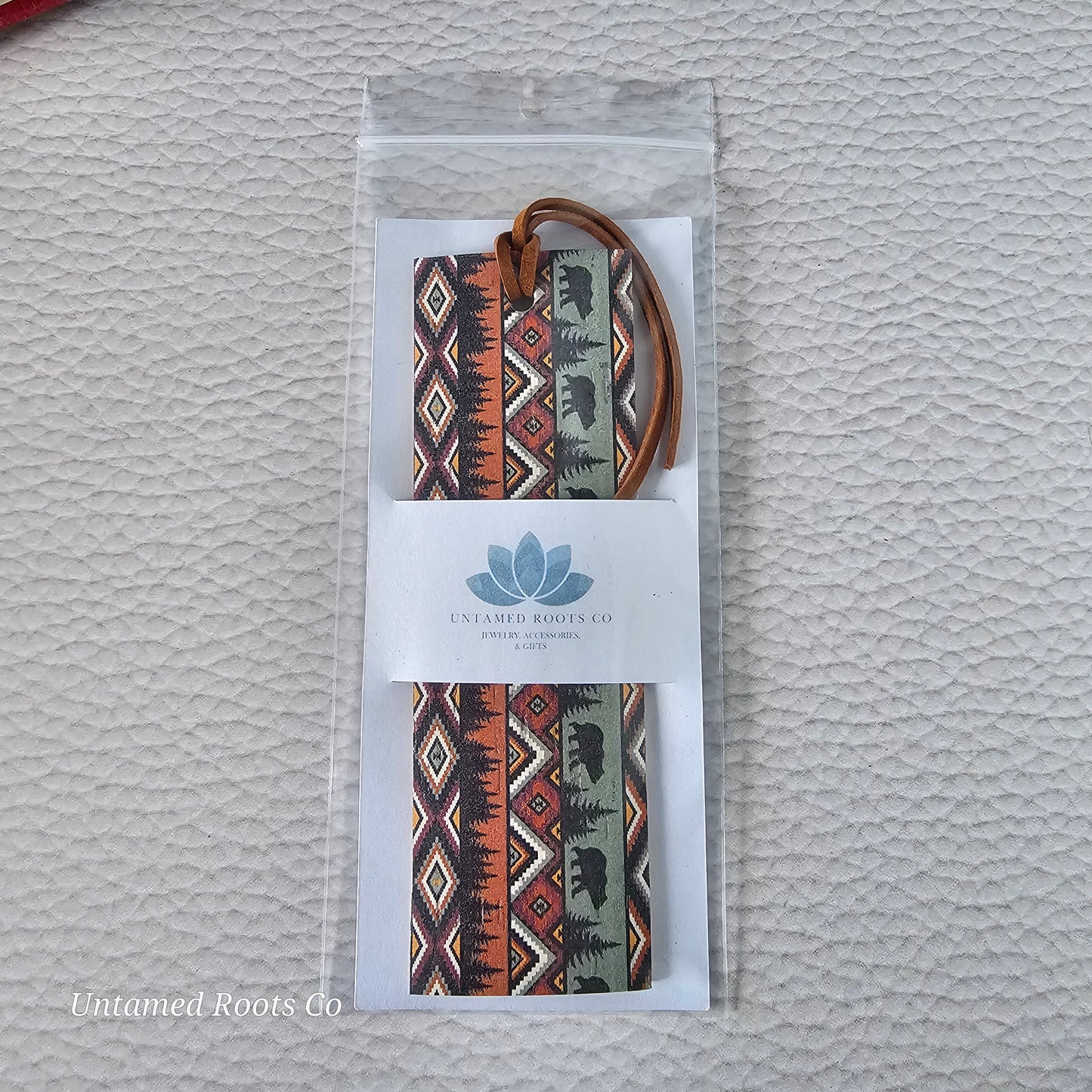 Tribal Bears Leather Bookmark