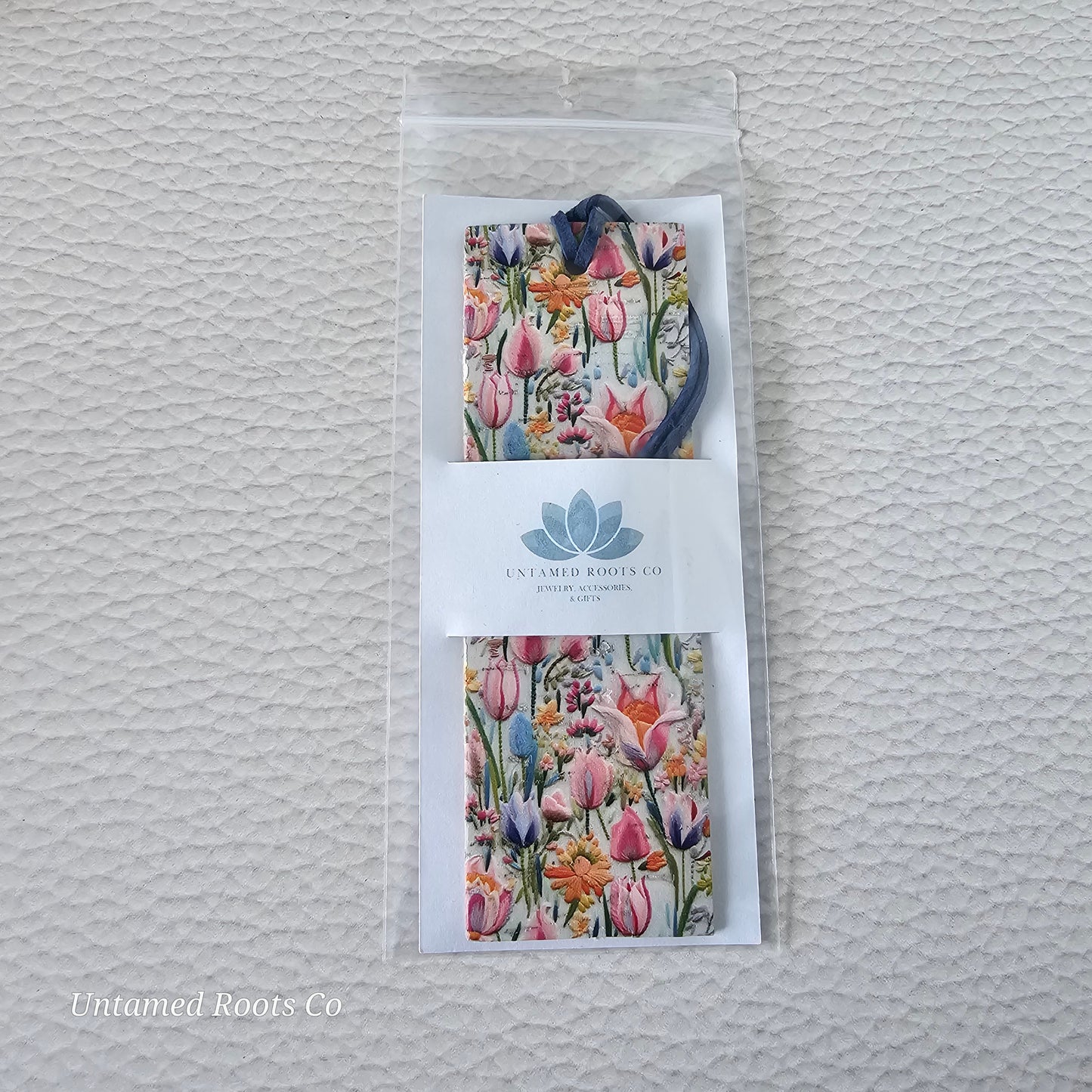 Bright Tulips Leather Bookmark