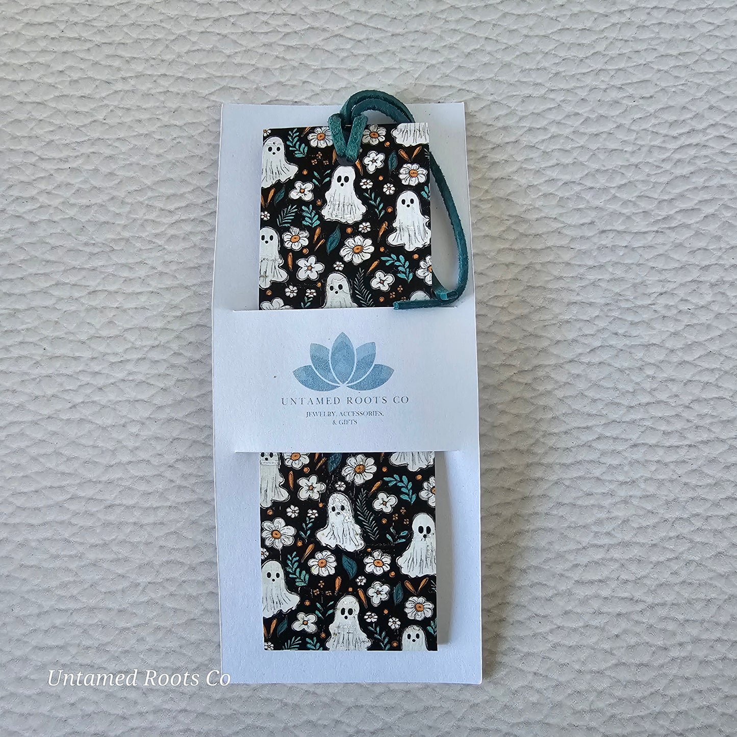 Floral Ghosts Leather Bookmark
