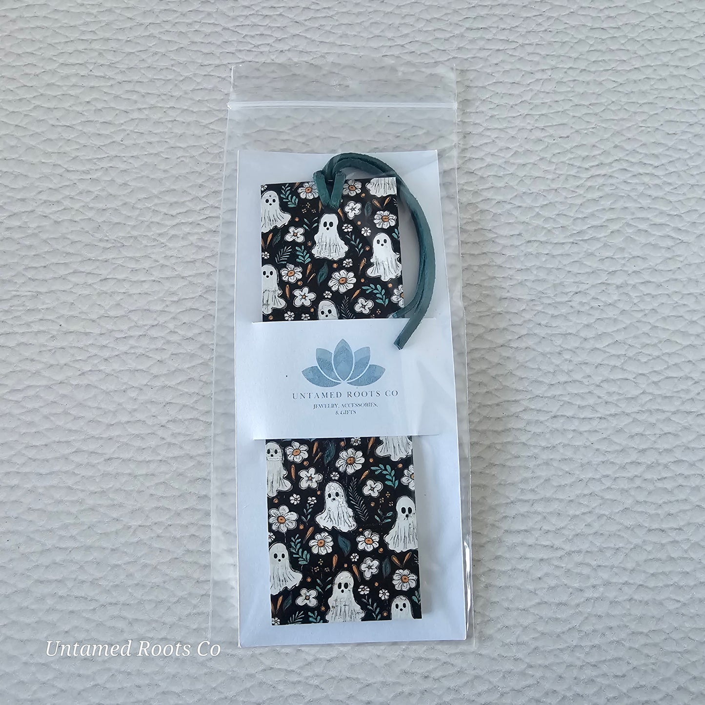 Floral Ghosts Leather Bookmark