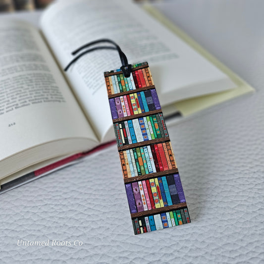 Bookshelves Leather Bookmark