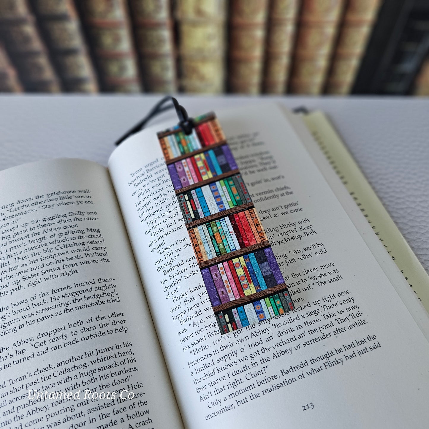 Bookshelves Leather Bookmark