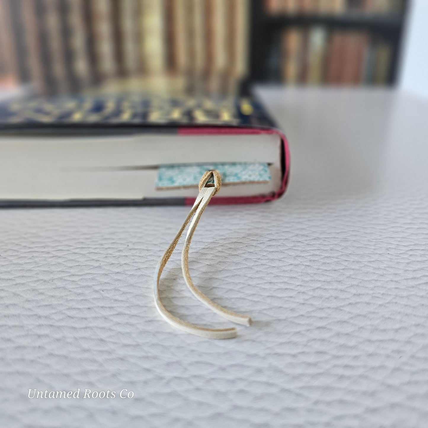 Teal Lace Leather Bookmark
