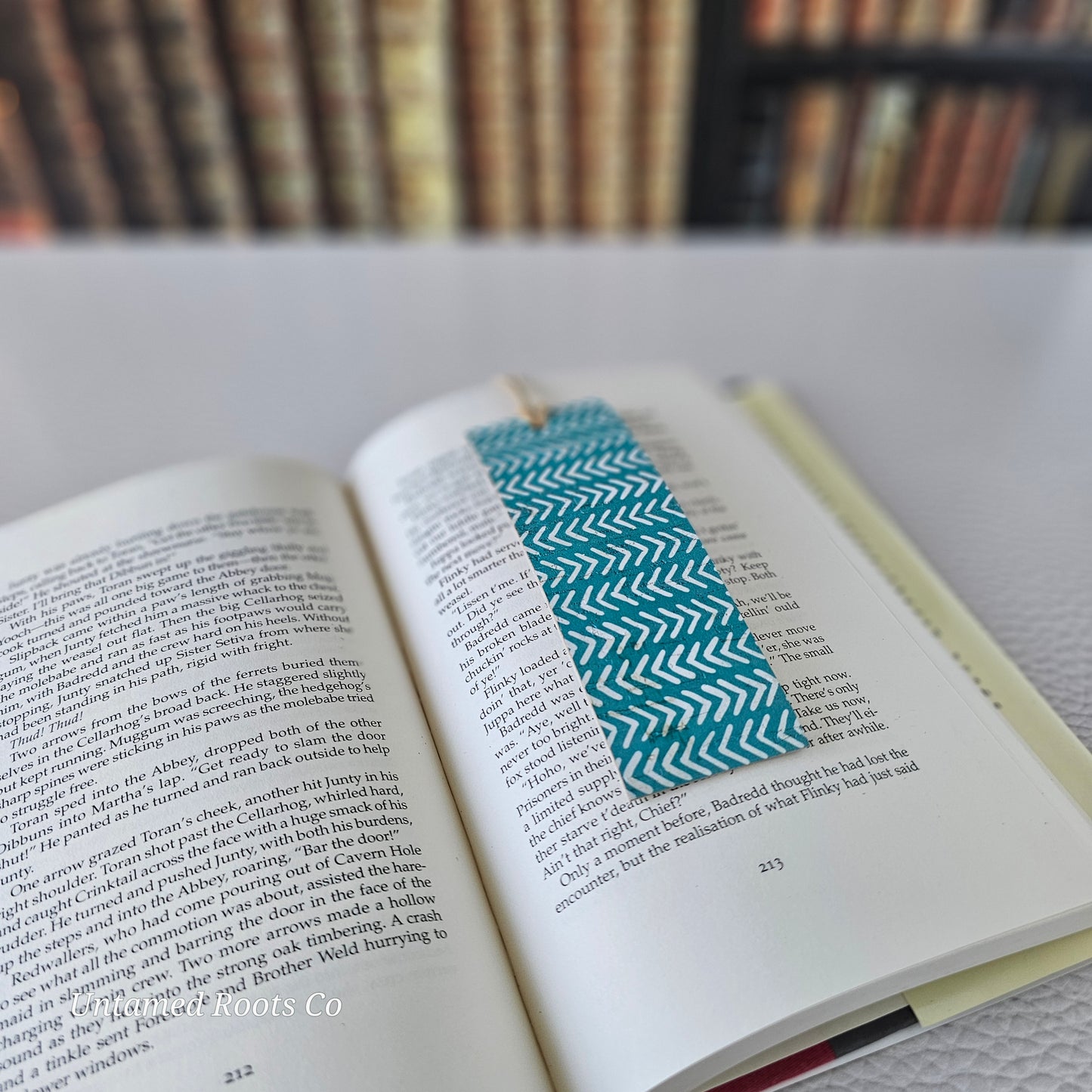 Teal Boho Chevron Leather Bookmark