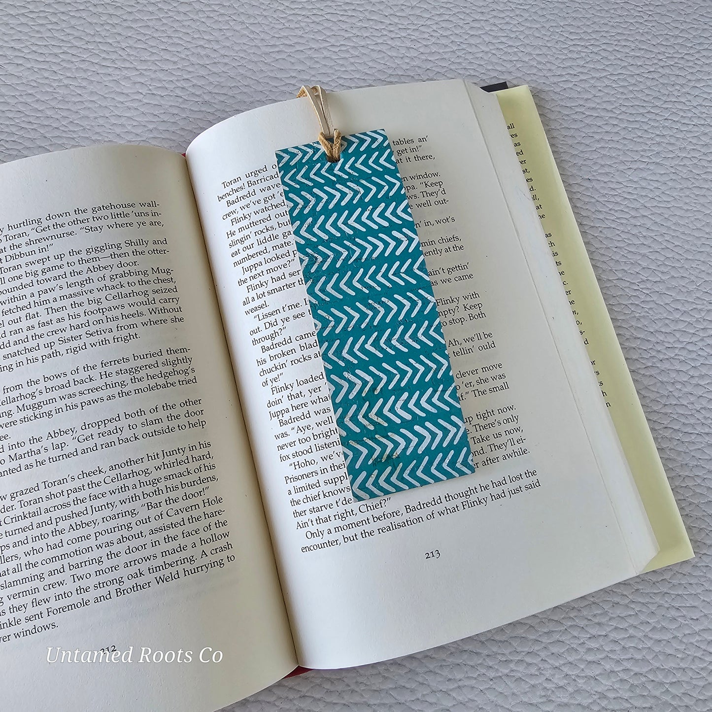 Teal Boho Chevron Leather Bookmark