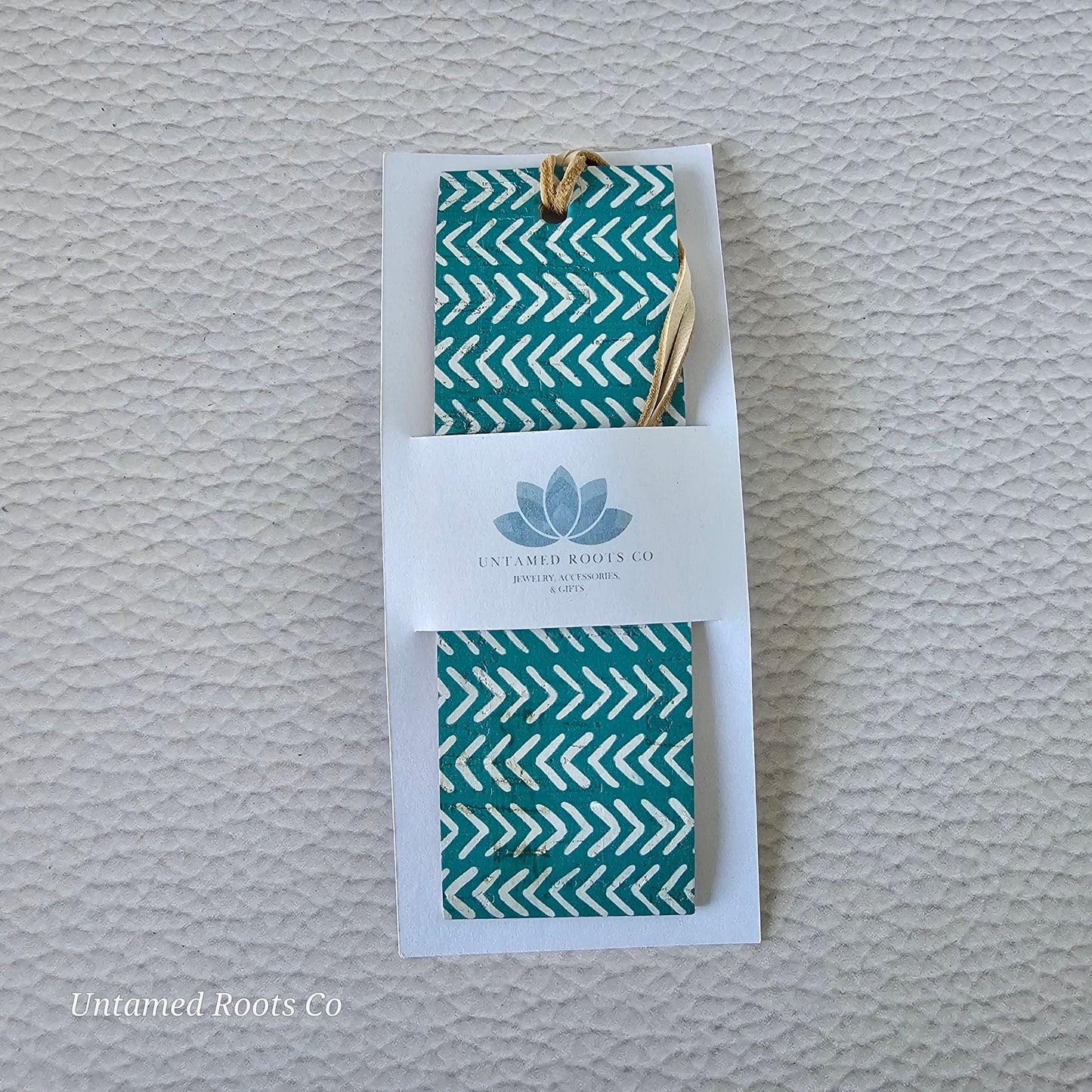 Teal Boho Chevron Leather Bookmark