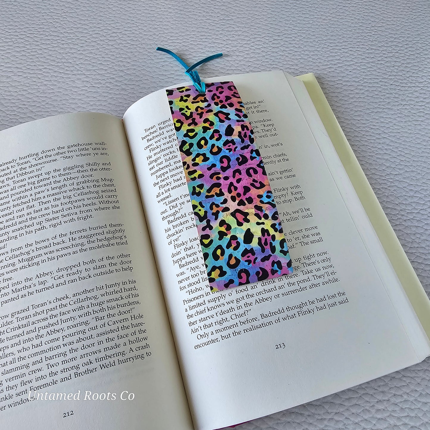 Rainbow Leopard Leather Bookmark
