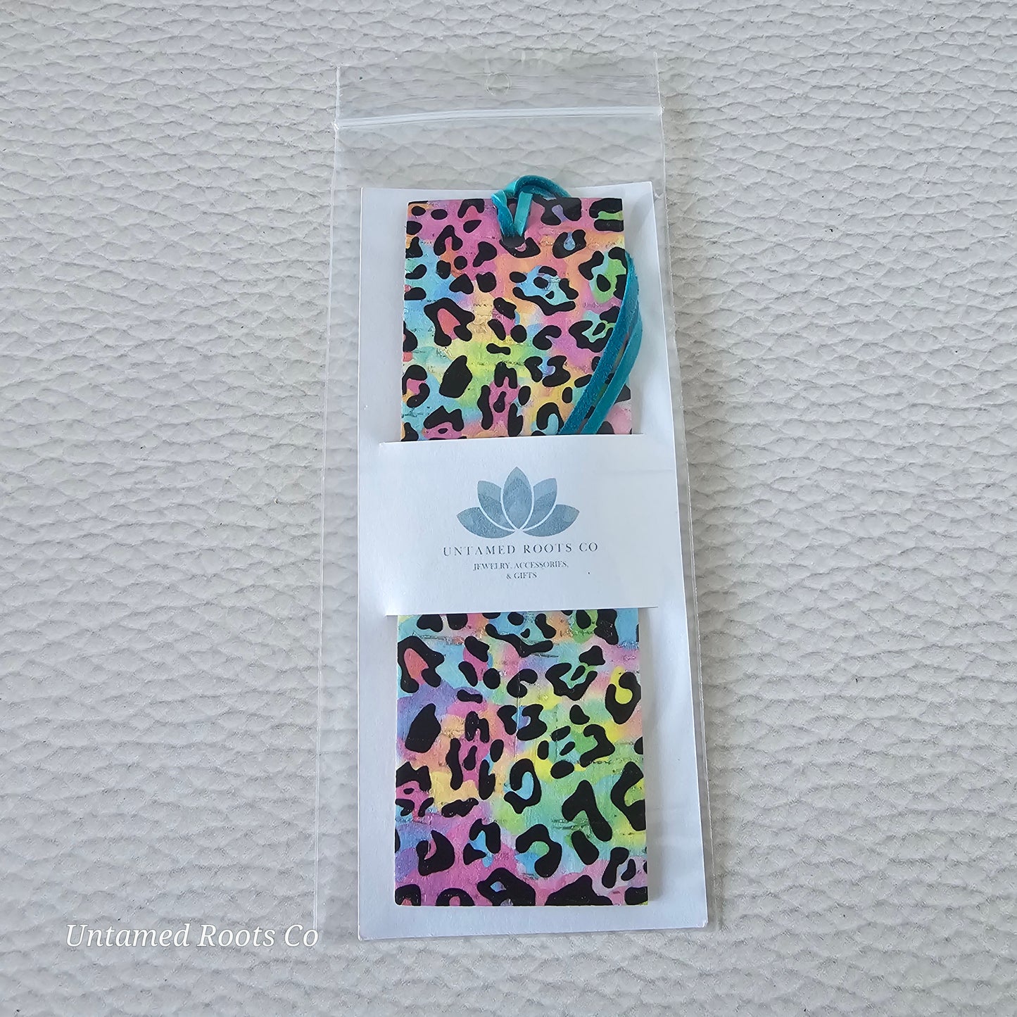 Rainbow Leopard Leather Bookmark